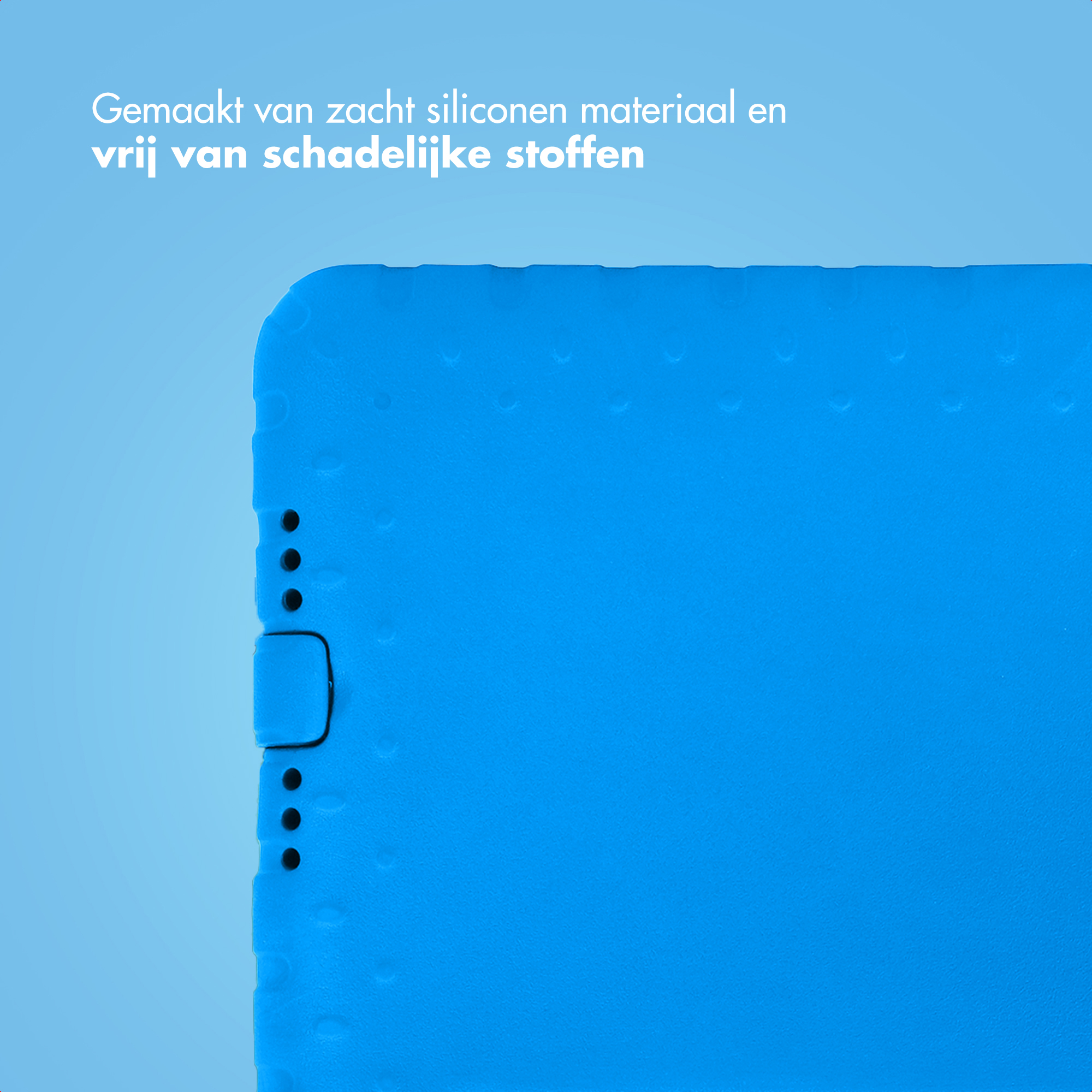 Blue silicone cover with raised dots and side buttons, suitable for devices.