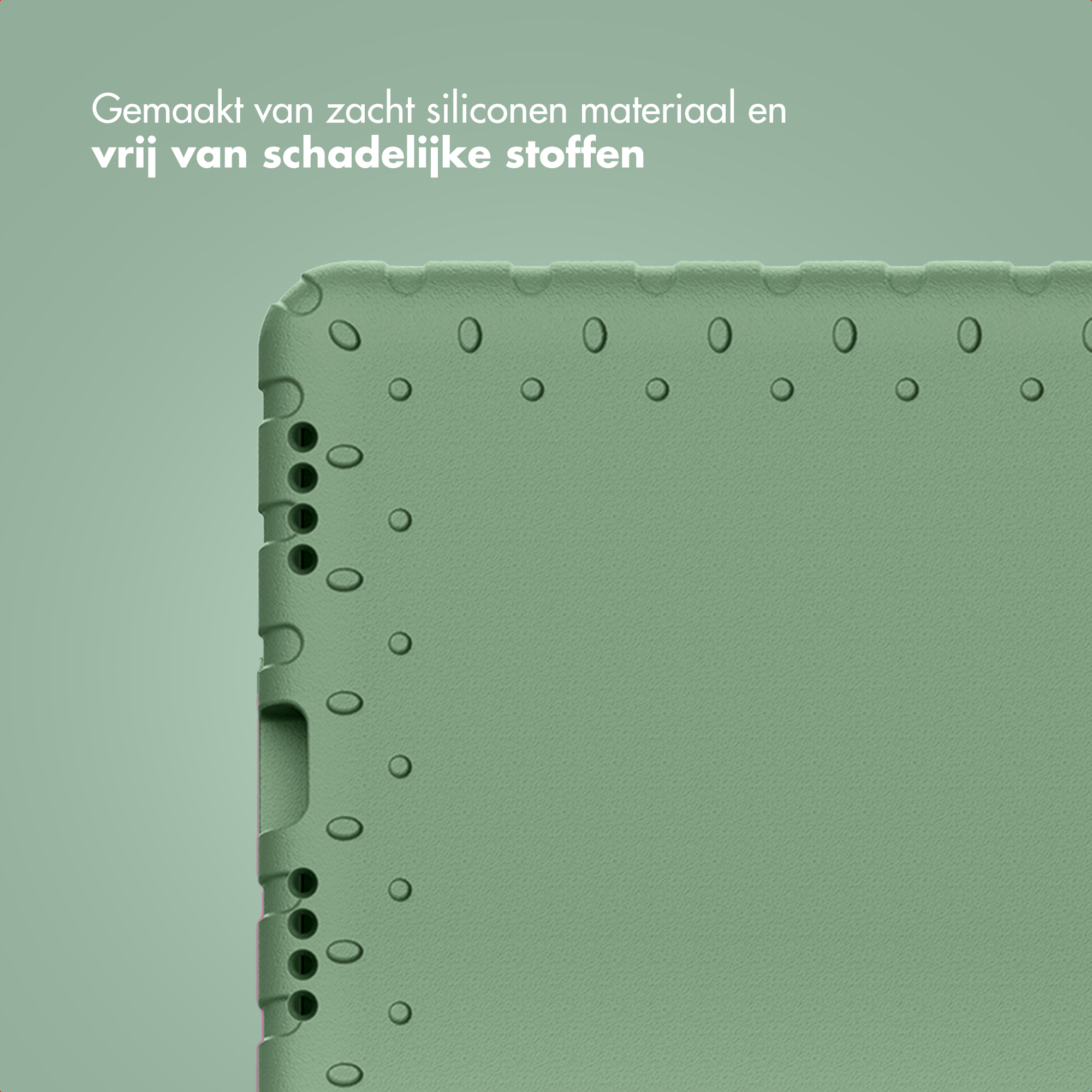 Groen siliconen materiaal met kleine cirkels en een patroon van gaten.