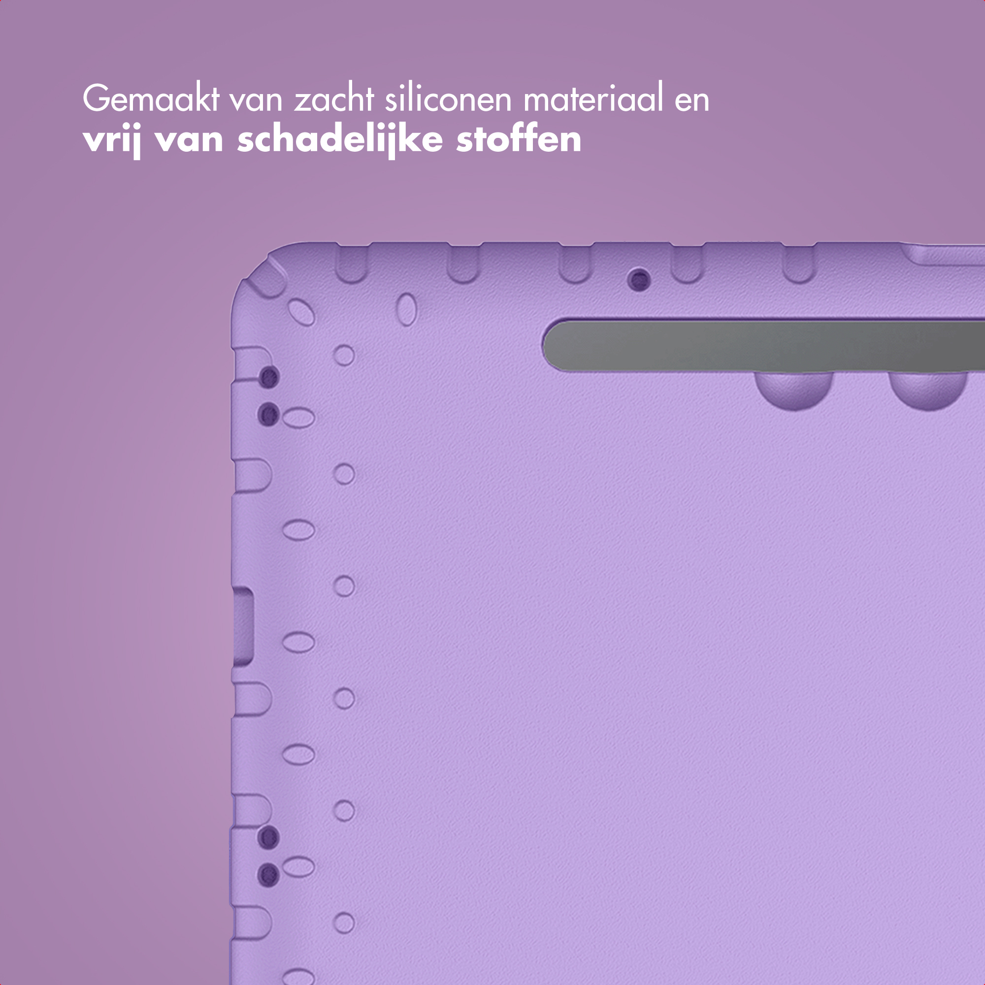Purple silicone case with embossed pattern and cutouts.