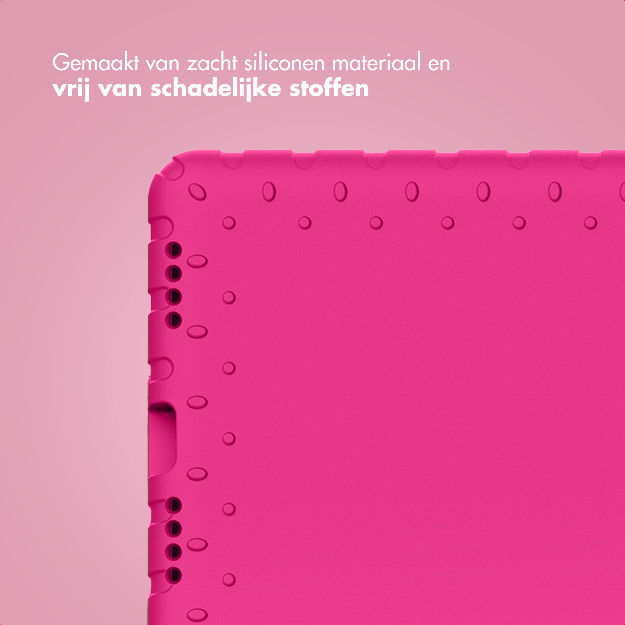 Roze siliconen hoes met reliëf cirkels en knoppen aan de zijkant.