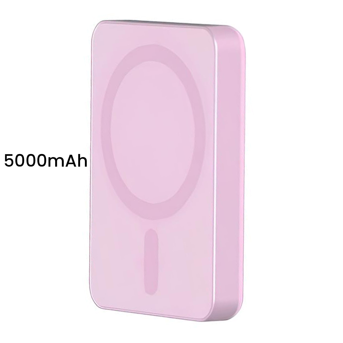 Ein rosafarbener 5000mAh-Akku mit magnetischer Ladefunktion.