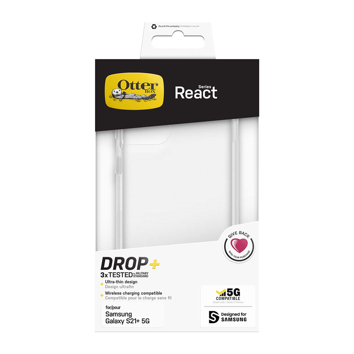 OtterBox React Hülle für Samsung Galaxy S21+ 5G, 3x getestet, ultradünn.