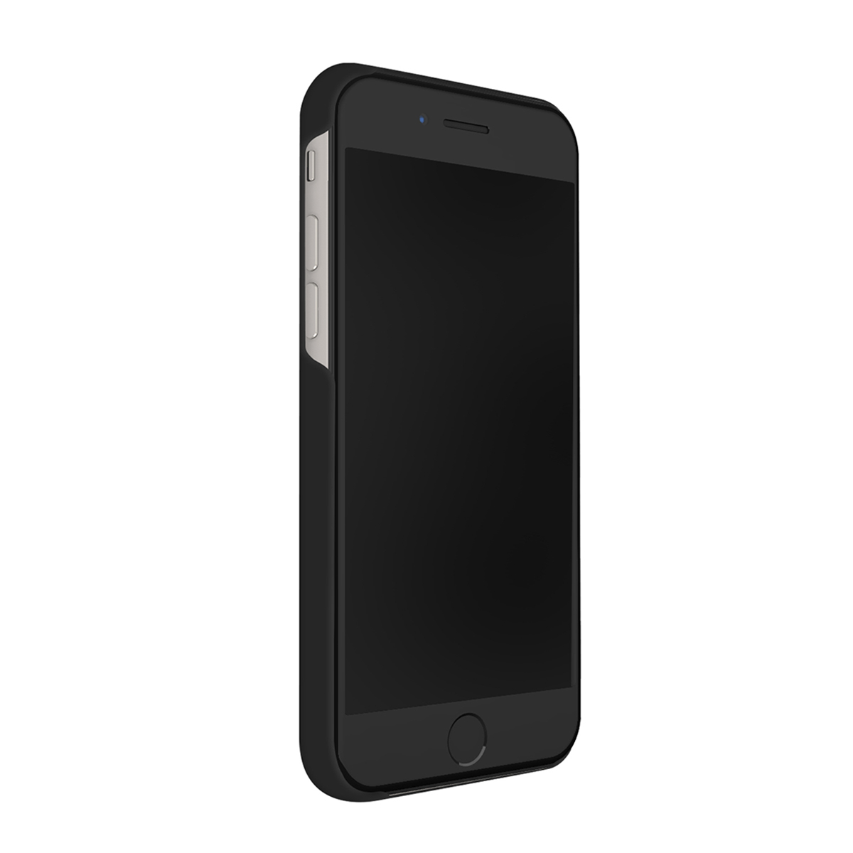 Uno smartphone nero con schermo scuro e pulsanti argentati sul lato.