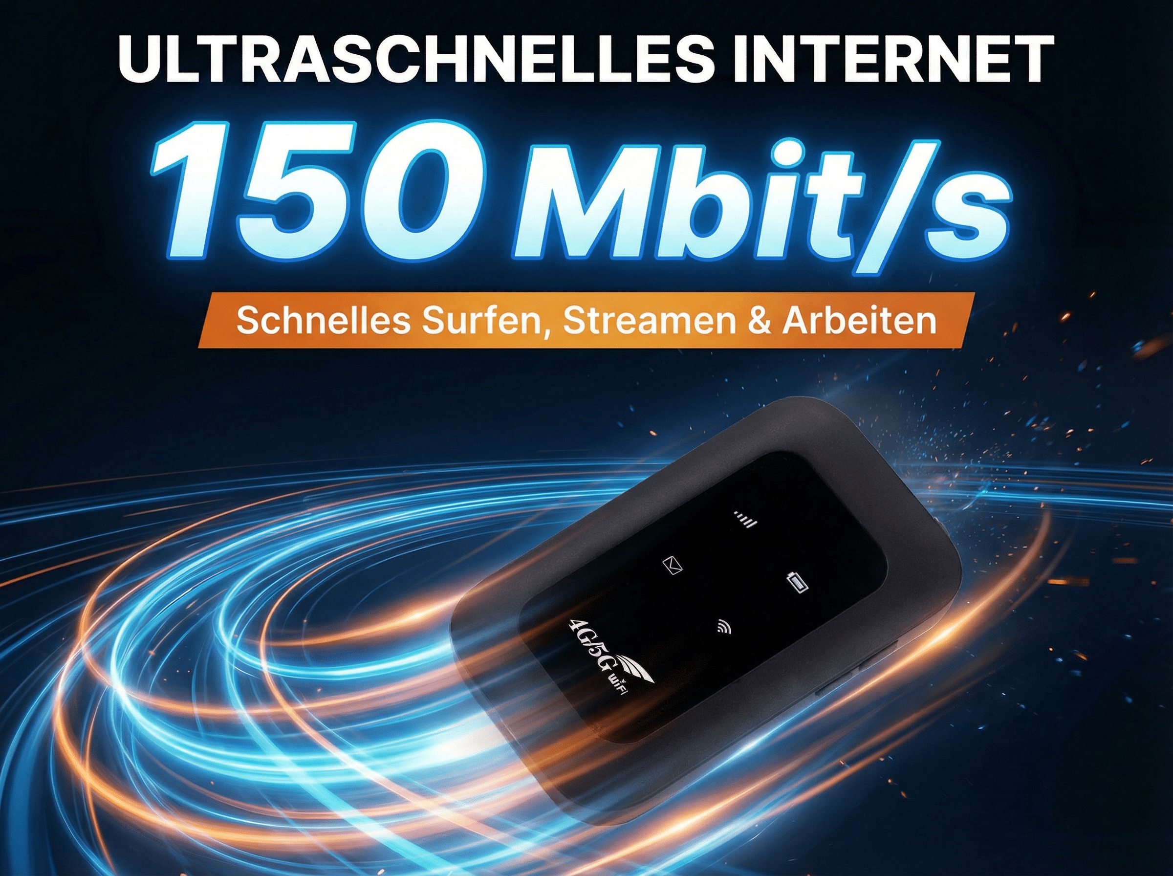 Ein 4G/5G WiFi-Gerät mit 150 Mbit/s für schnelles Internet.