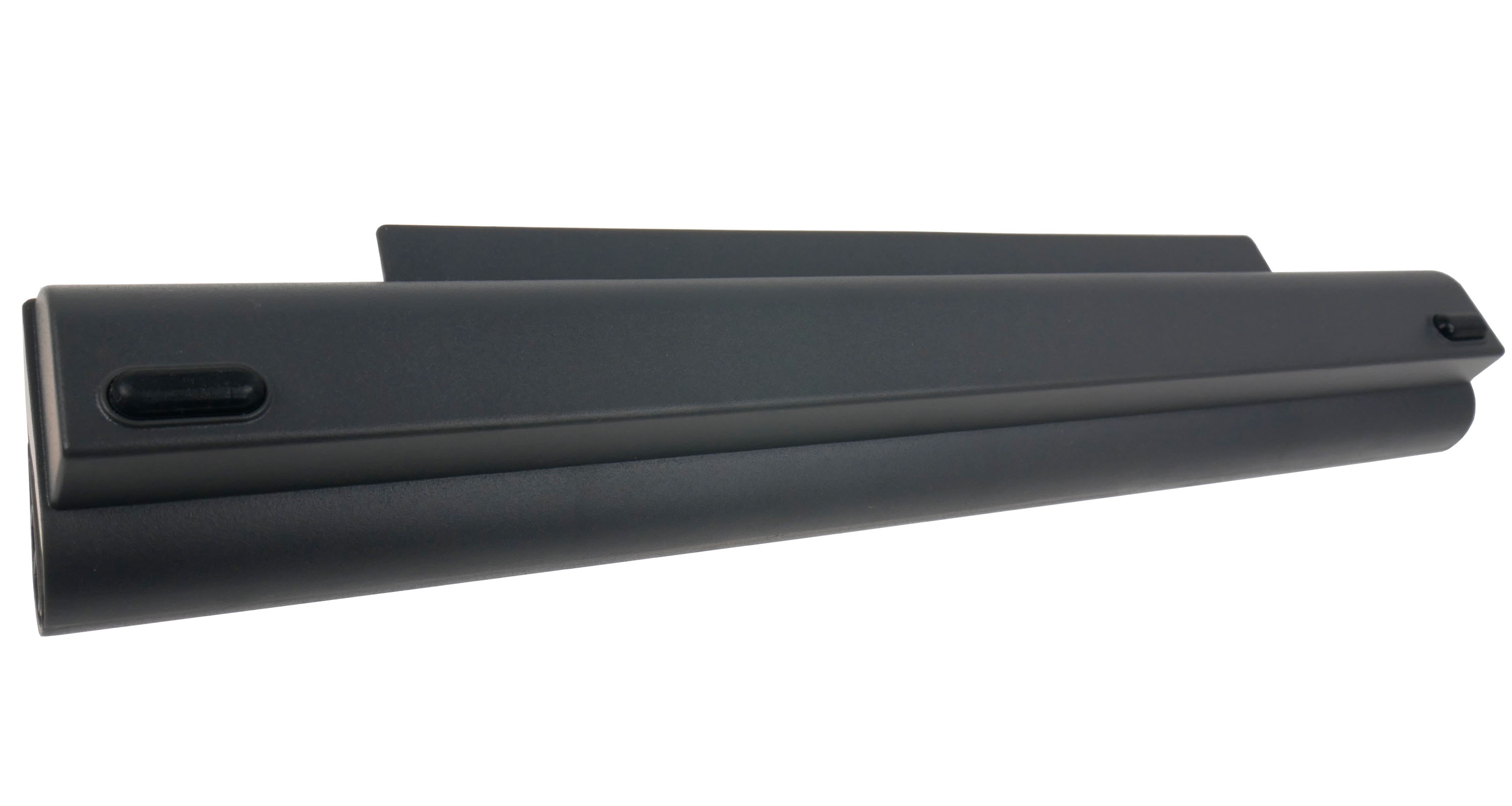 Czarna bateria do laptopa z przyciskiem.