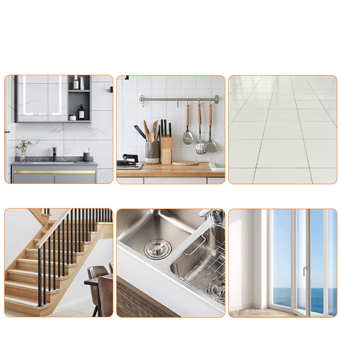 Łazienka z umywalką i lustrem, blat kuchenny, podłoga, schody, zlew i okno.