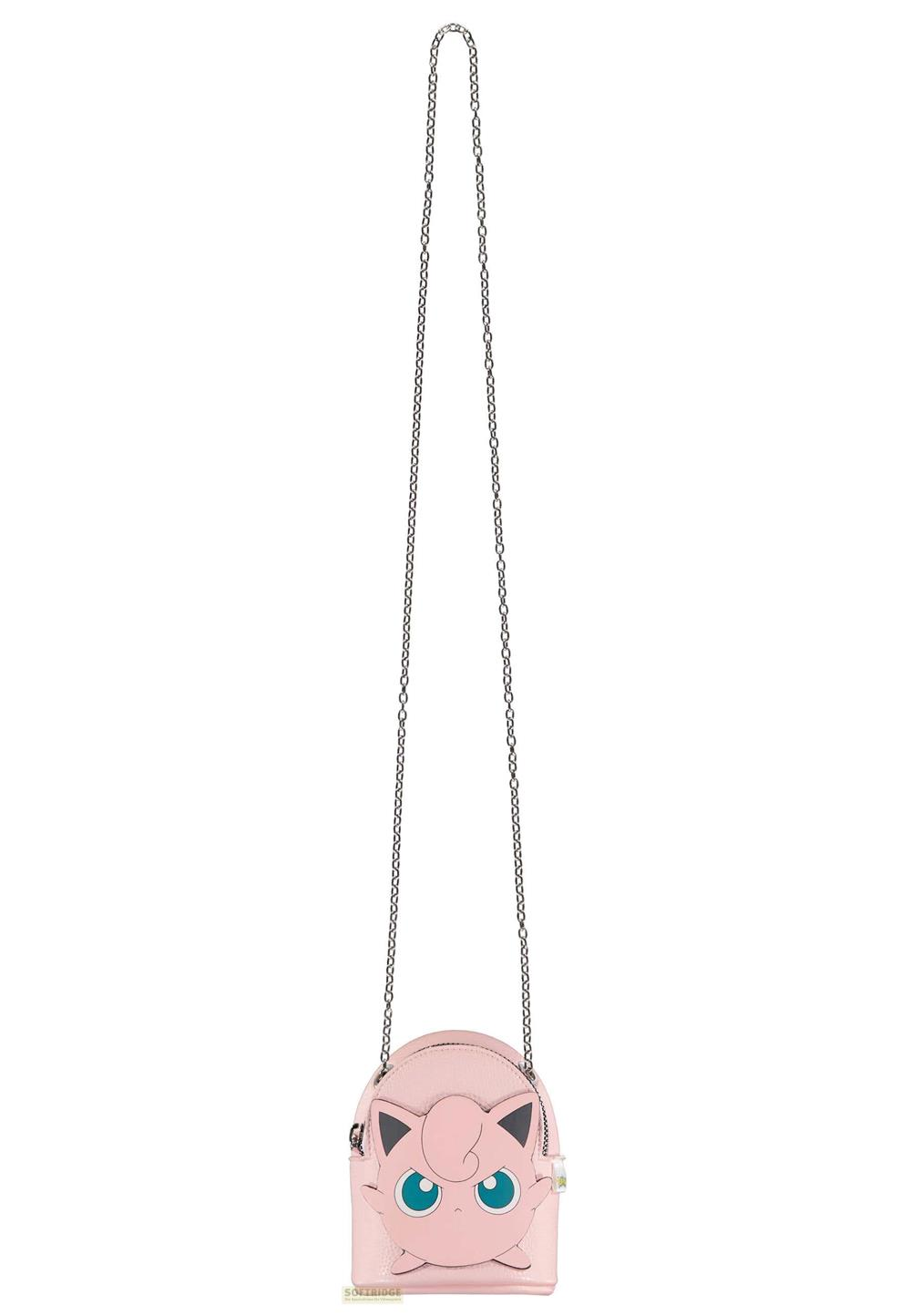 Eine rosafarbene Tasche mit Kettenriemen, die wie Jigglypuff aussieht.