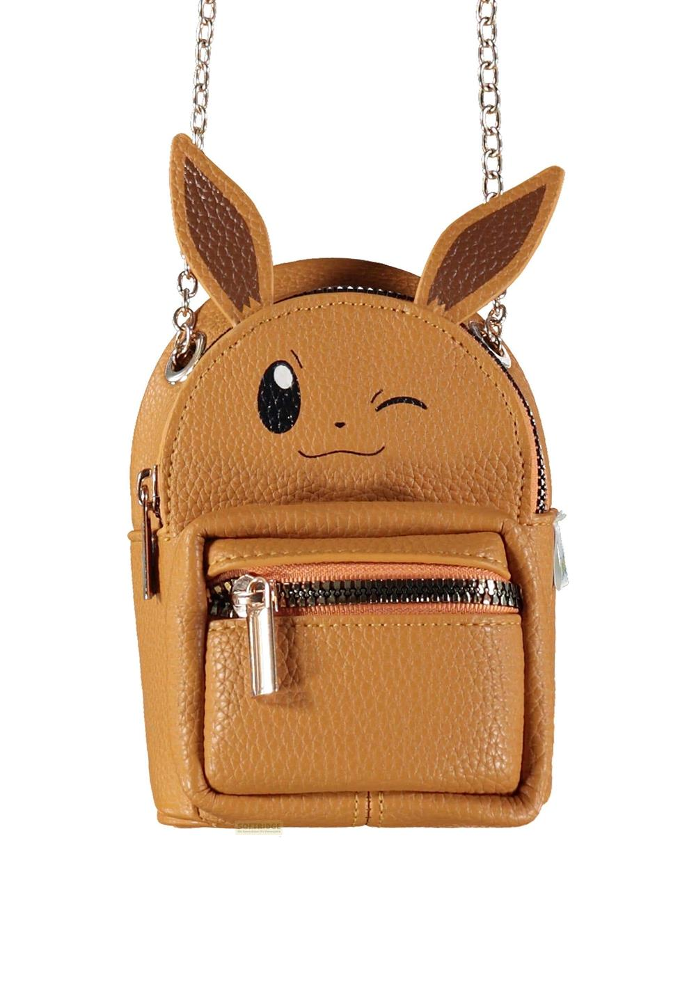 Eine braune Evoli-Tasche mit Ohren und einem Reißverschlussfach.
