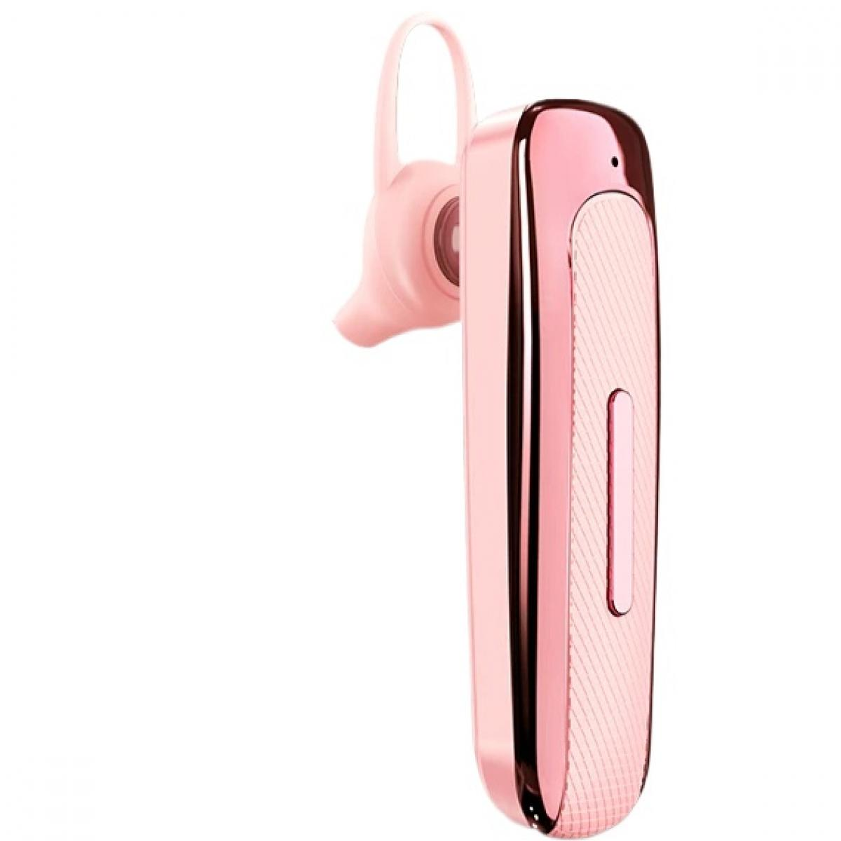 Eine roségoldene Bluetooth-Ohrhörer mit einem Ohrbügel.