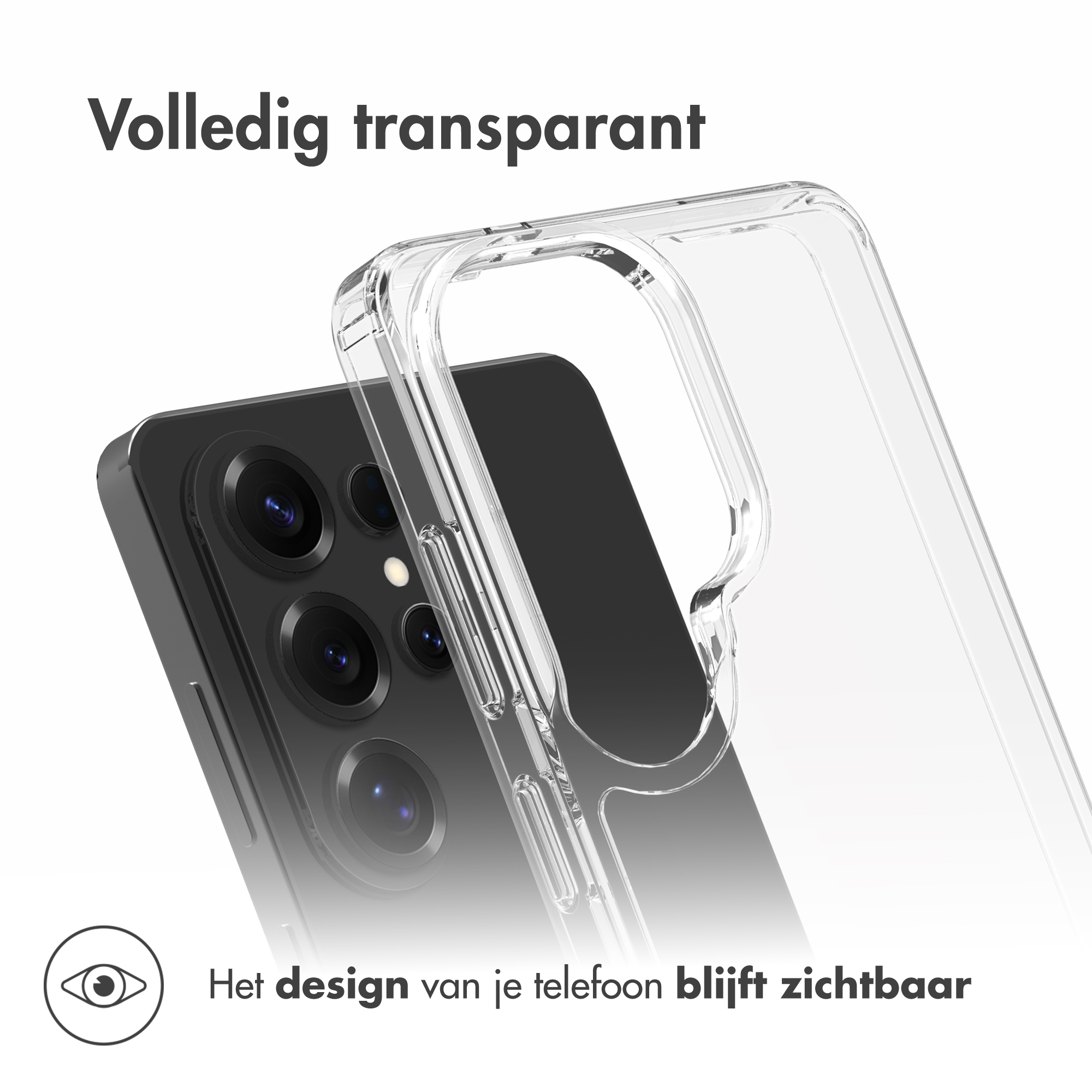 Una custodia trasparente per telefono su uno smartphone con modulo fotocamera.
