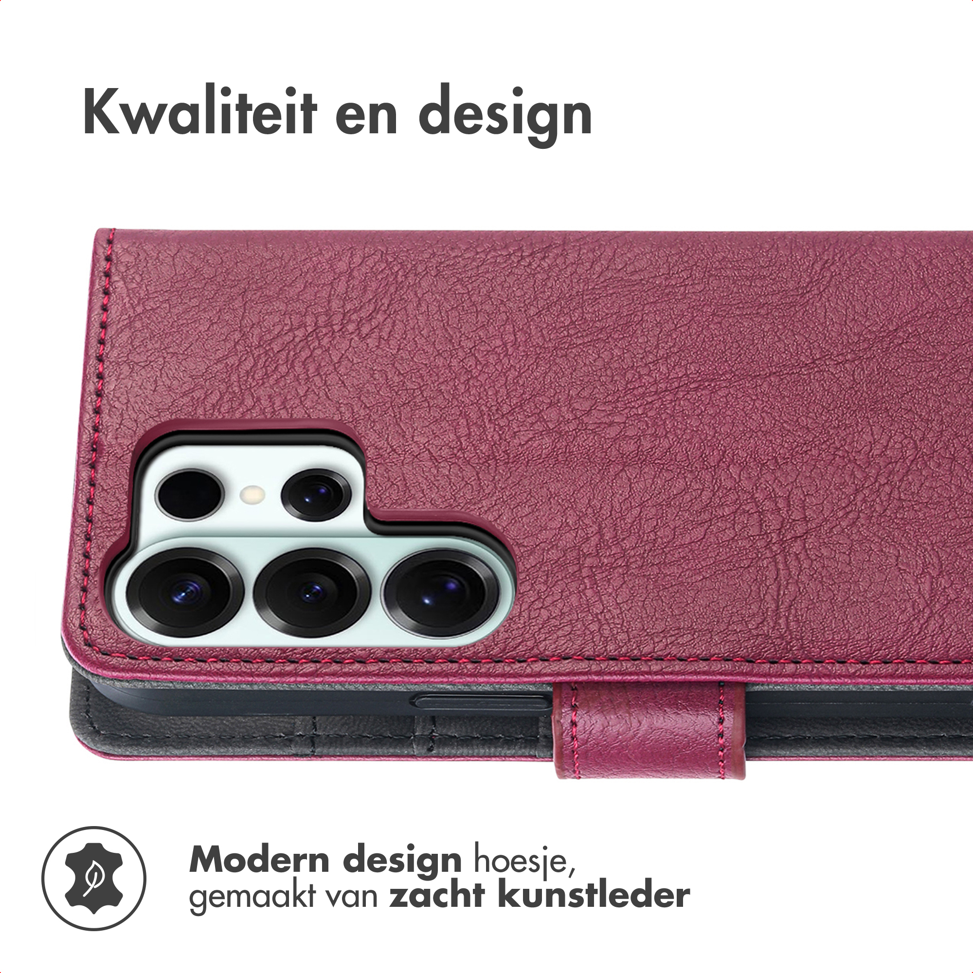 Étui de téléphone violet avec îlot caméra et coutures. Similicuir.