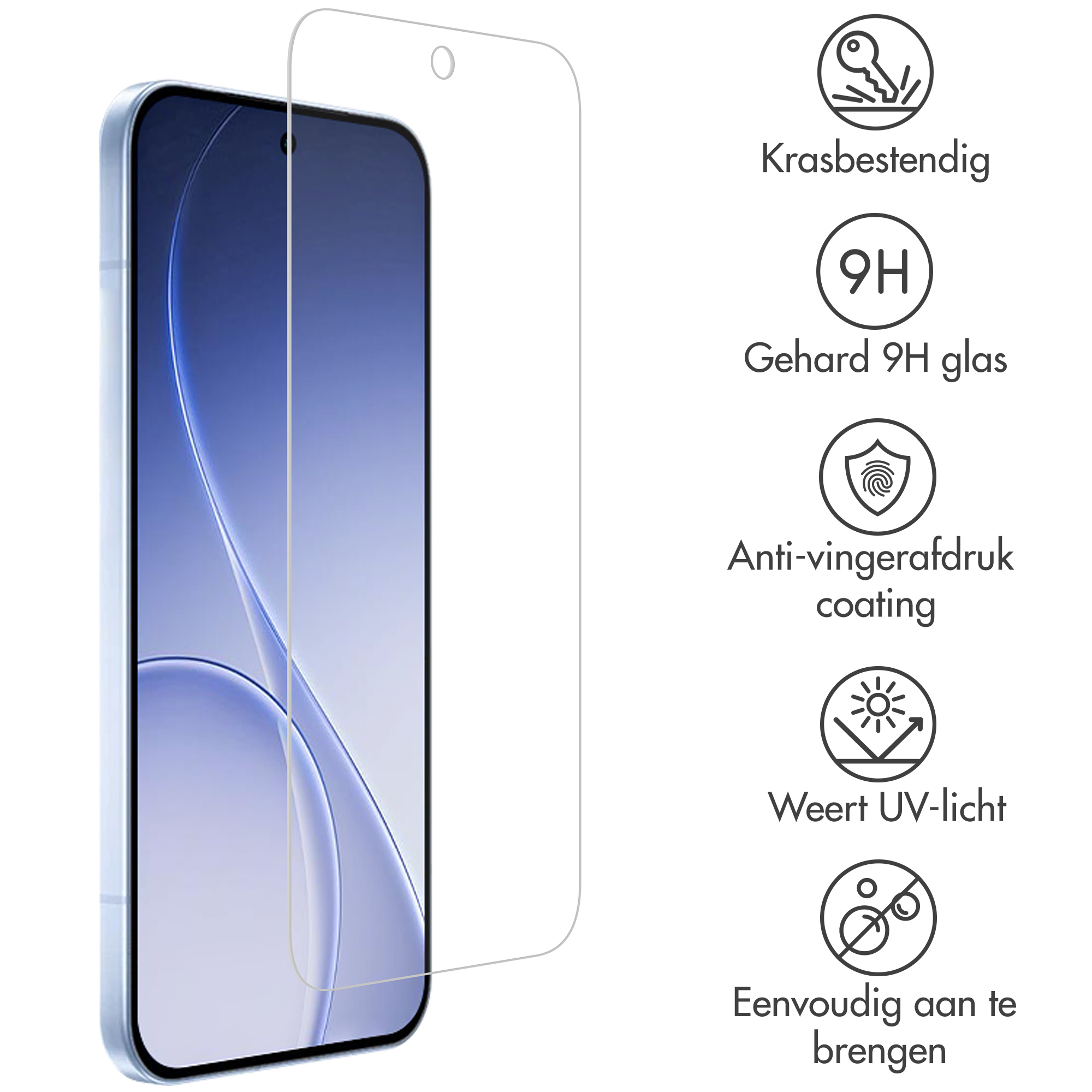 Un protecteur d'écran de smartphone résistant aux rayures, dureté 9H, anti-traces et protection UV.