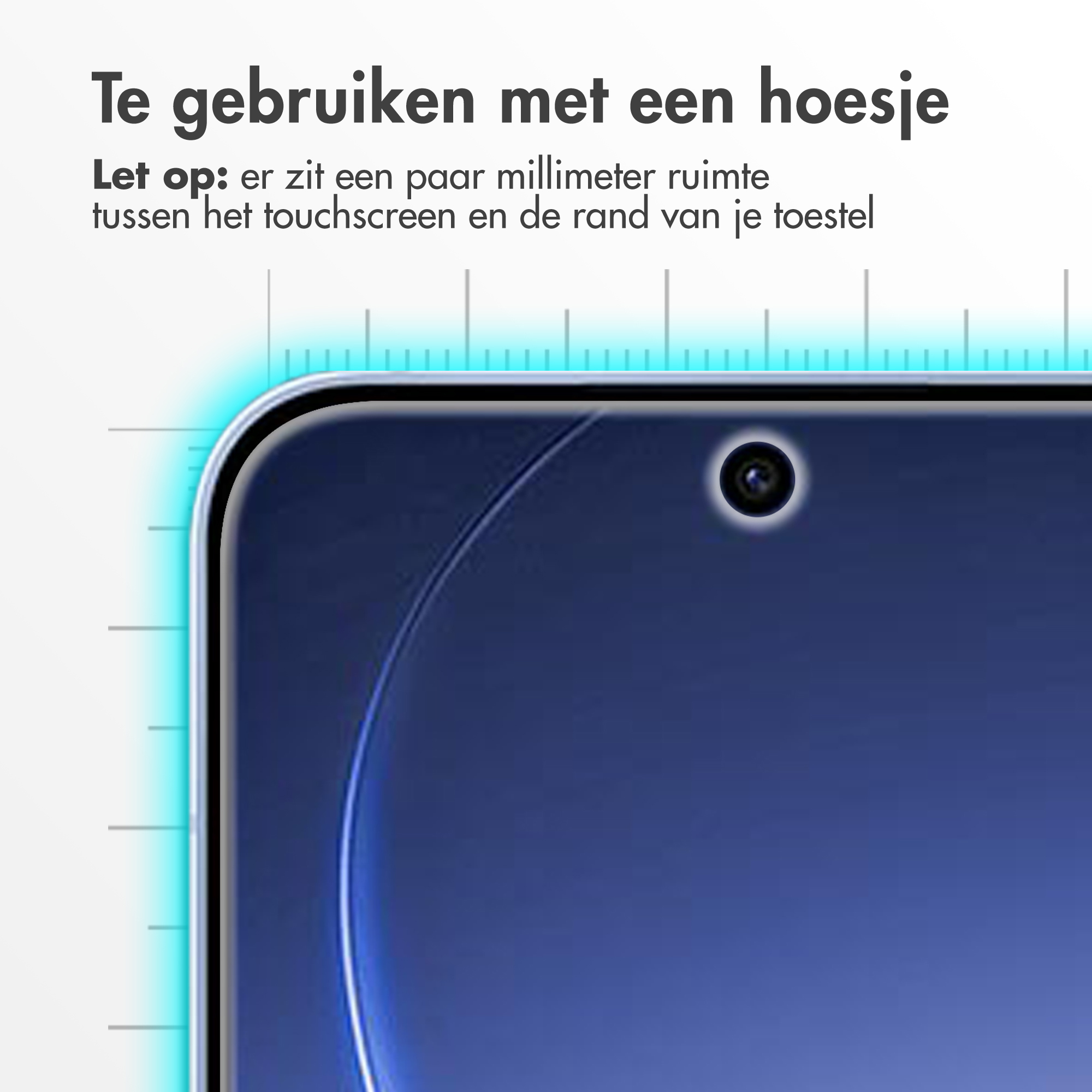 Gros plan d'un écran de smartphone avec une caméra. Texte en néerlandais.