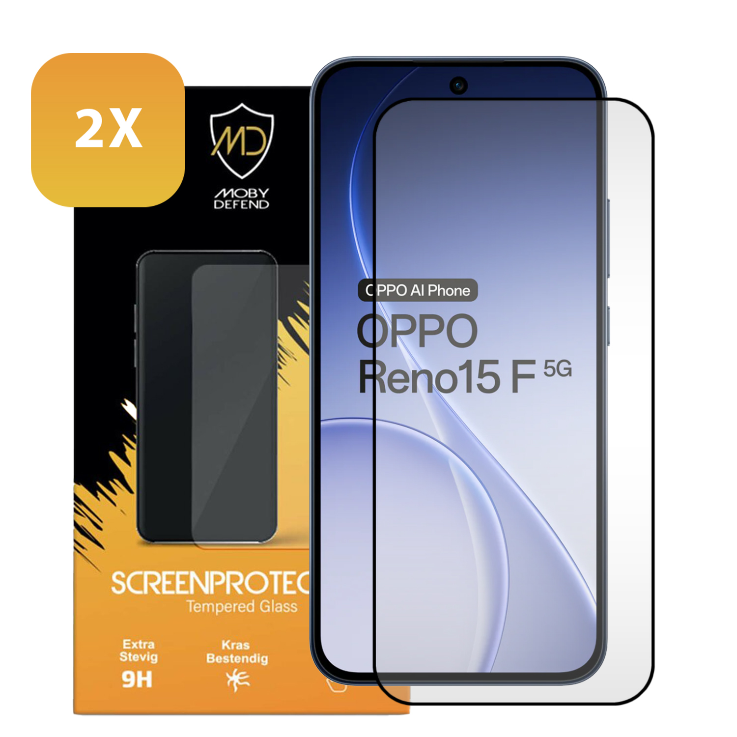 Emballage pour 2x protecteurs d'écran en verre trempé OPPO Reno15 F 5G.