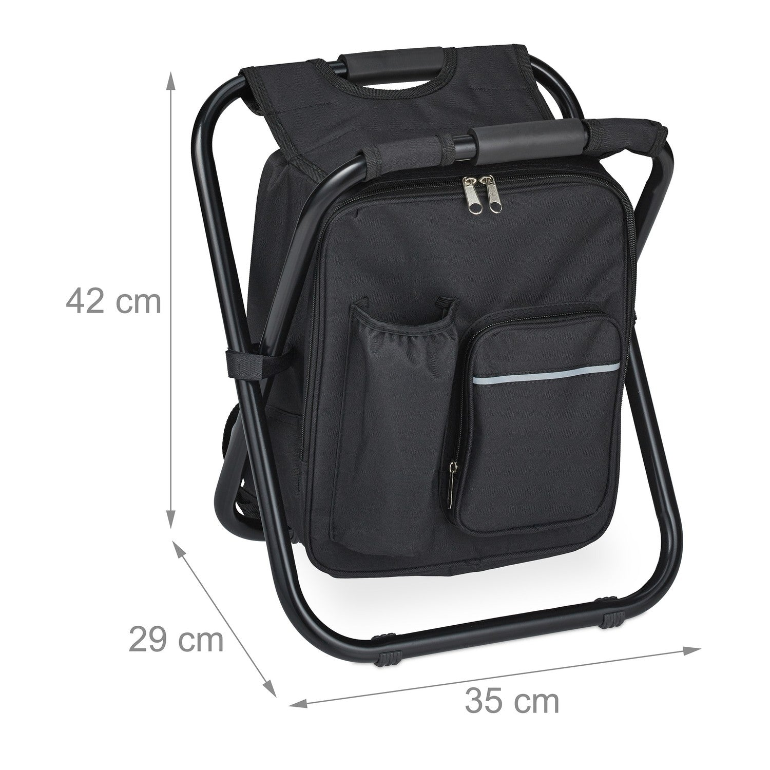 Bolsa nevera negra con estructura de silla, medidas: 42x29x35 cm.