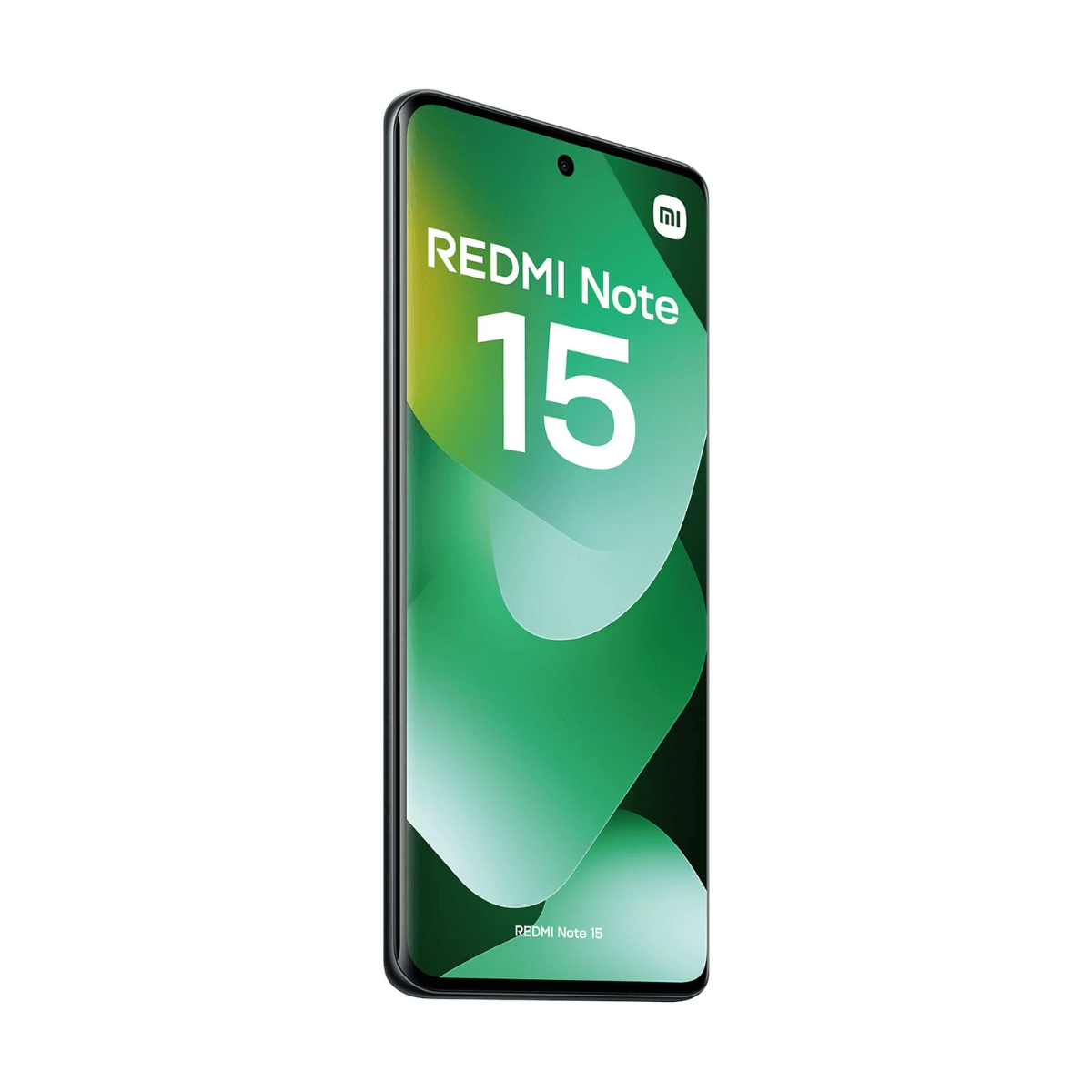 Czarny smartfon z czerwonym ramieniem i zieloną grafiką tła.