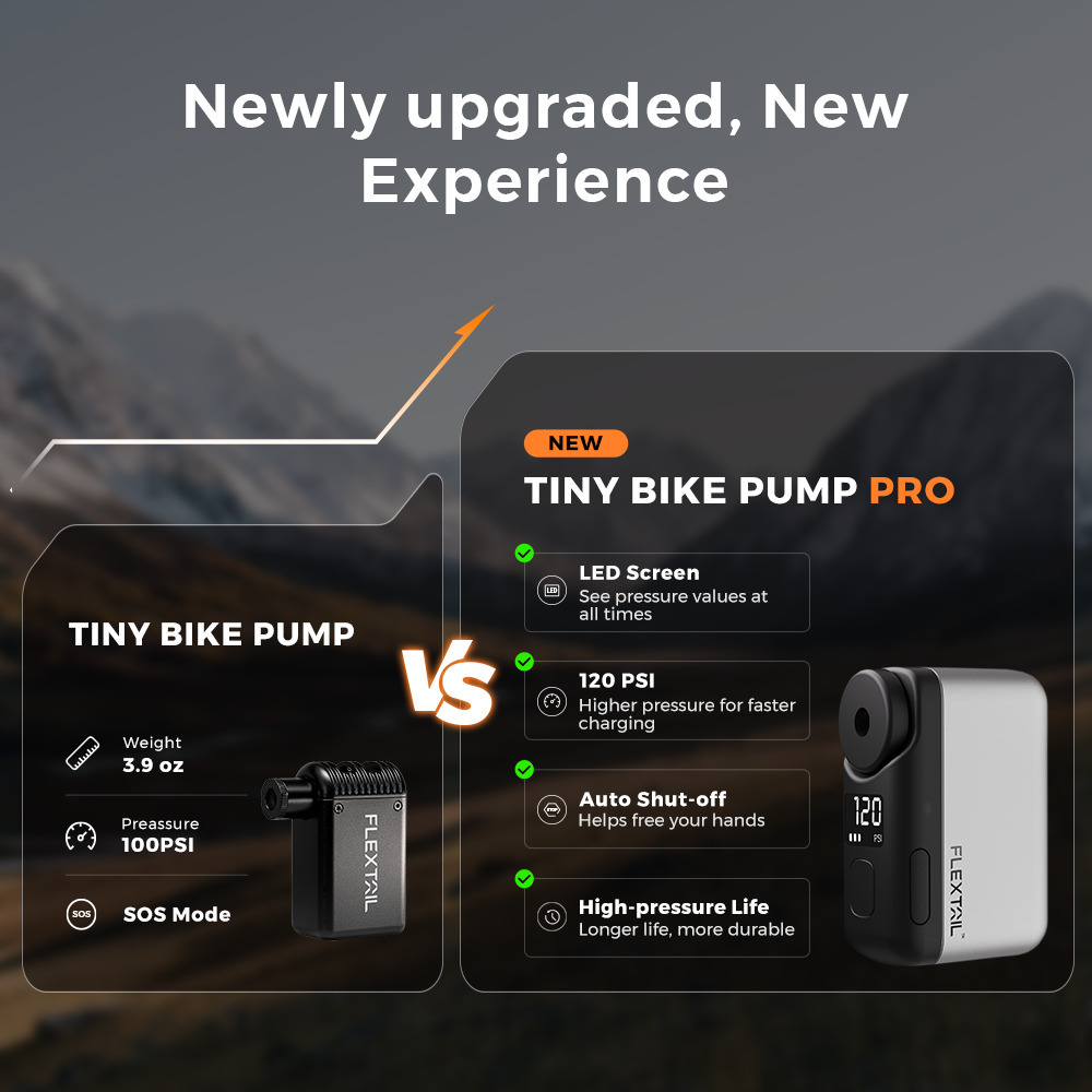 Confronto tra TINY BIKE PUMP e TINY BIKE PUMP PRO con caratteristiche.