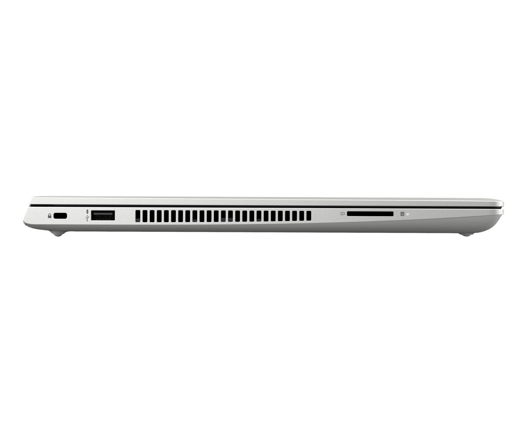 Seitenansicht eines Laptops mit USB-, SD- und Lüftungsschlitzen.