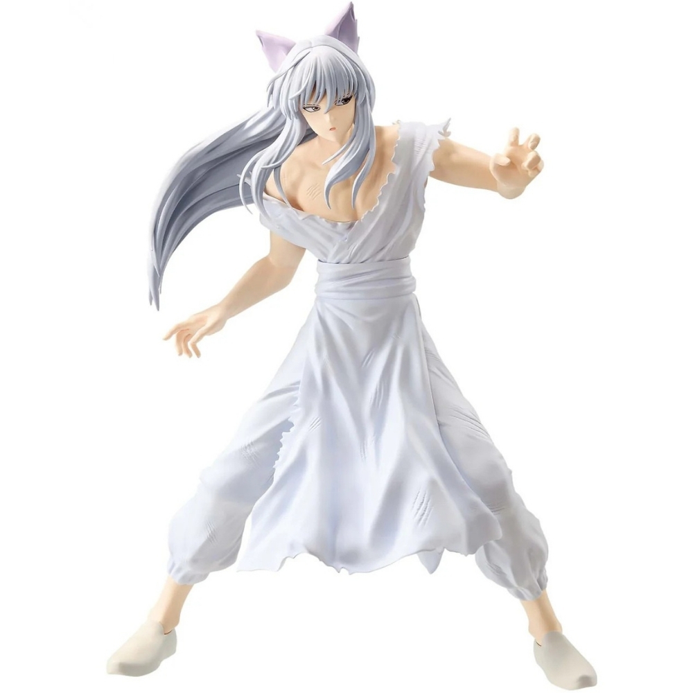 Eine weiße Anime-Figur mit langen Haaren und Katzenohren in einem weißen Outfit.