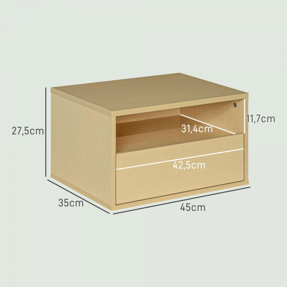 Holzmöbel mit Schublade und Fach. Maße: H 27,5cm, B 45cm, T 35cm.