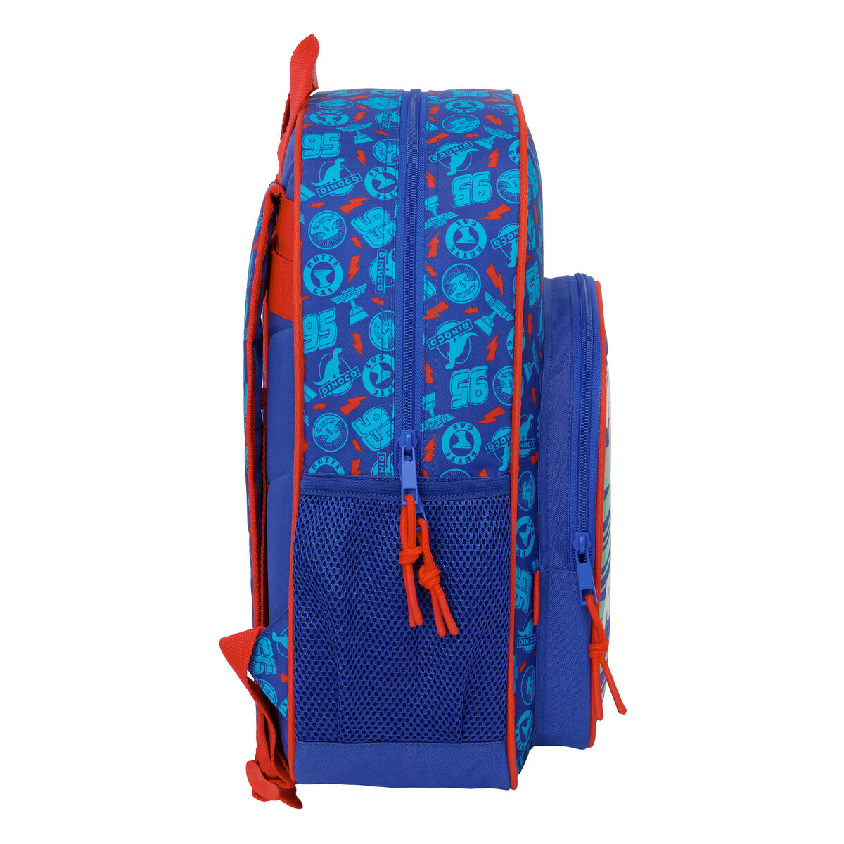 Blauer Rucksack mit roter Paspelierung und Cars-Motiv.