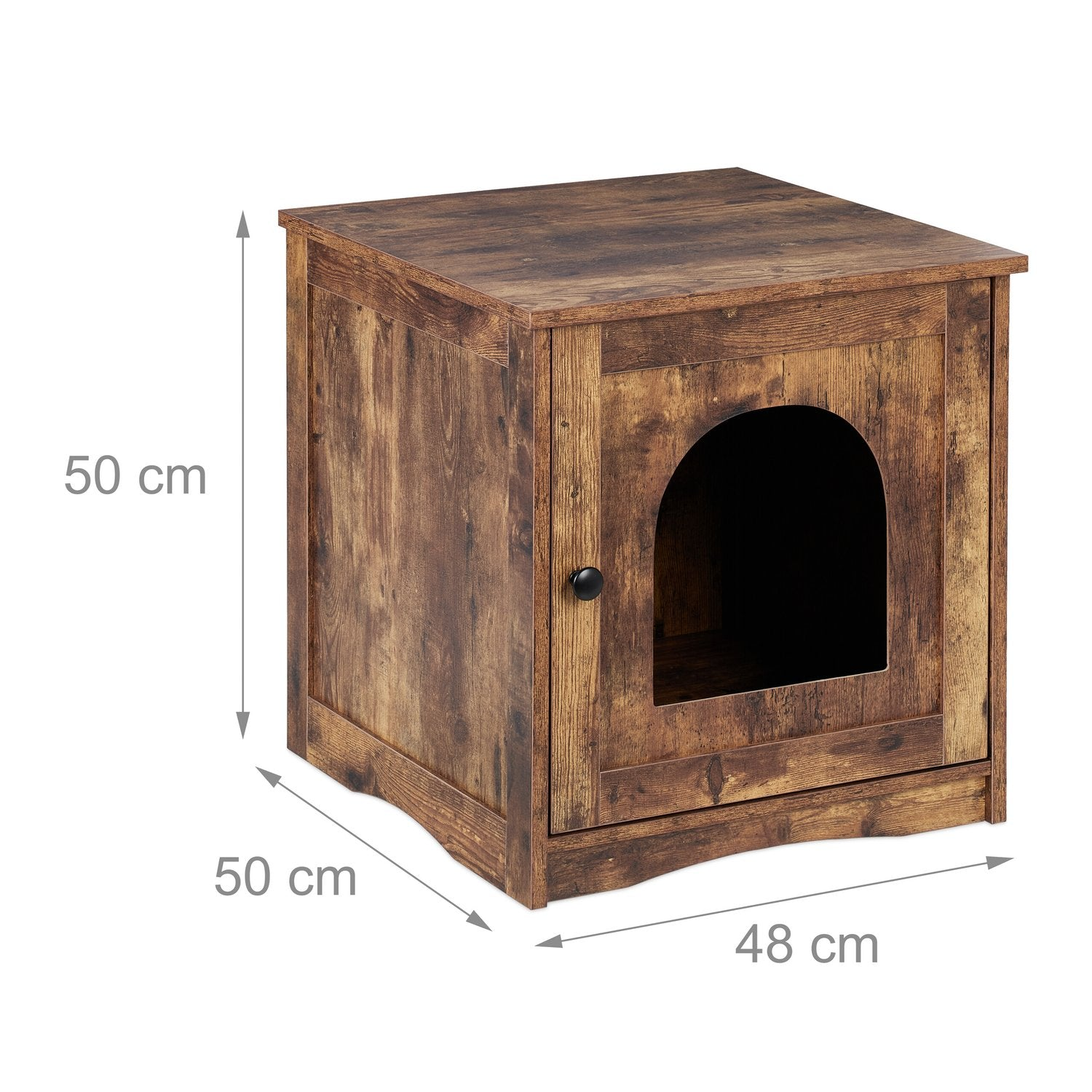 Mueble de madera para gatos con puerta y entrada, 50x50x48cm.