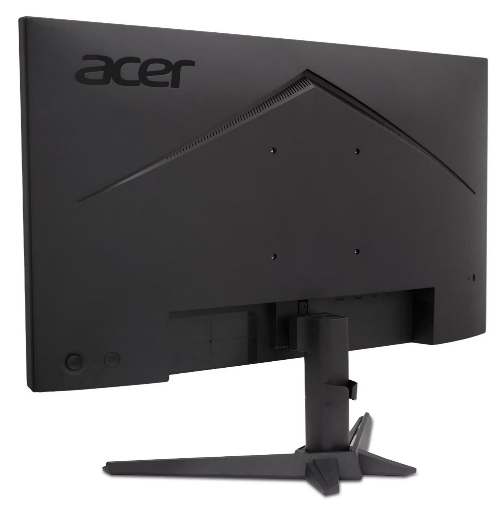 Tył czarnego monitora Acer ze stojakiem i widocznymi portami.