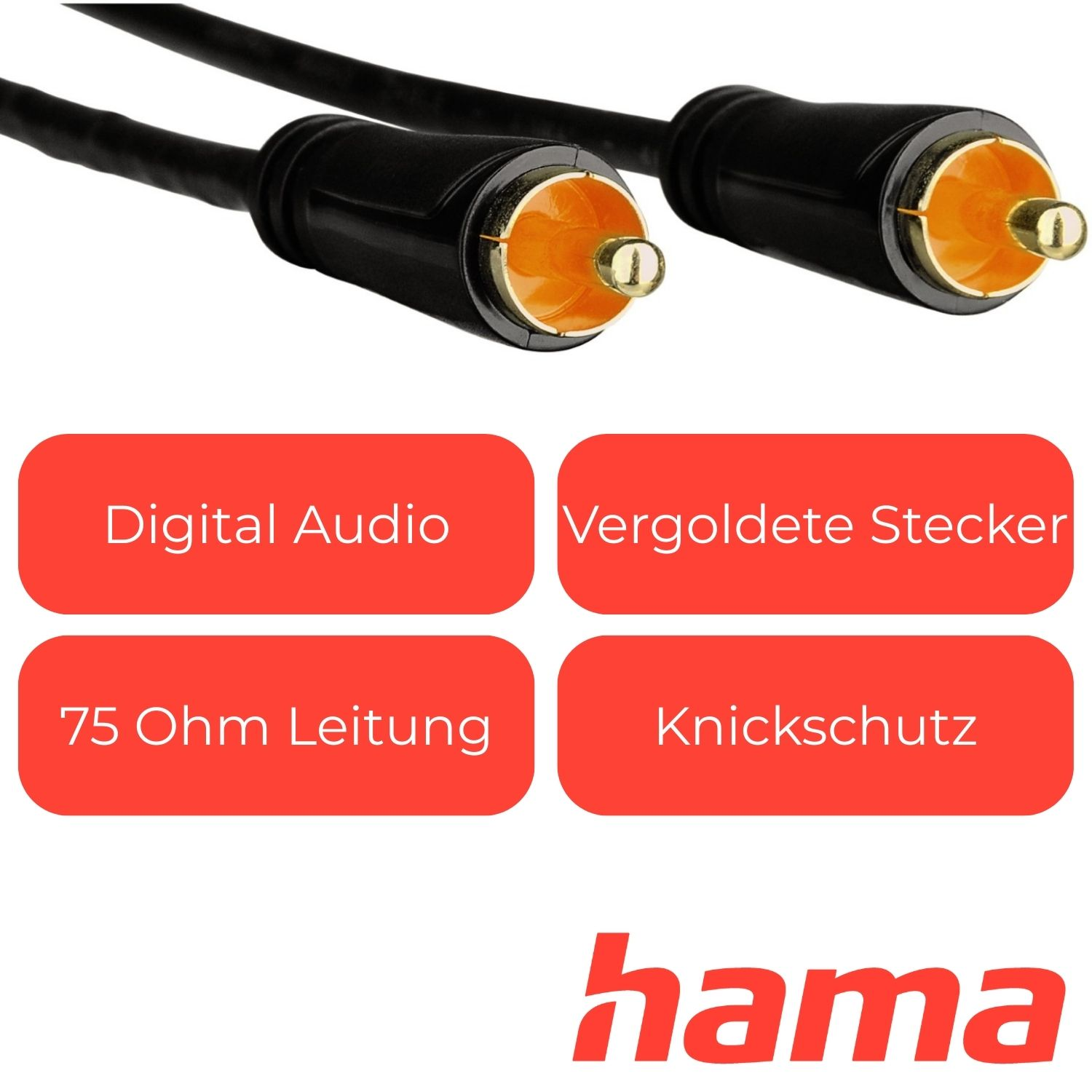 Due cavi audio digitali con connettori placcati oro e protezione antipiega Hama.