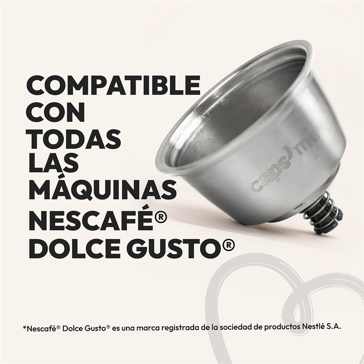 Cápsula metálica con resorte para máquinas Nescafé Dolce Gusto.