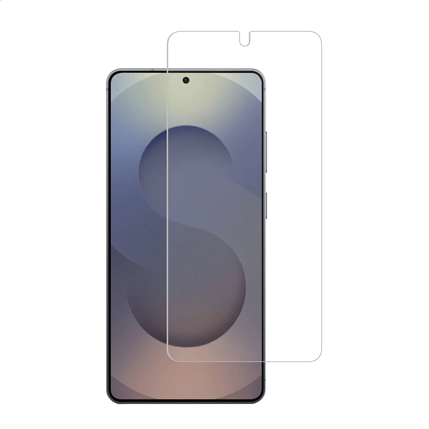 Een smartphone met een schermprotector die er deels op ligt.