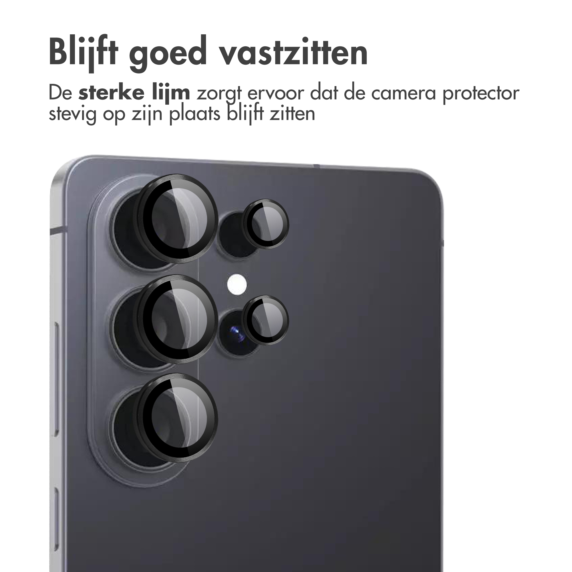 Close-up van smartphone cameralenzen met beschermende covers.