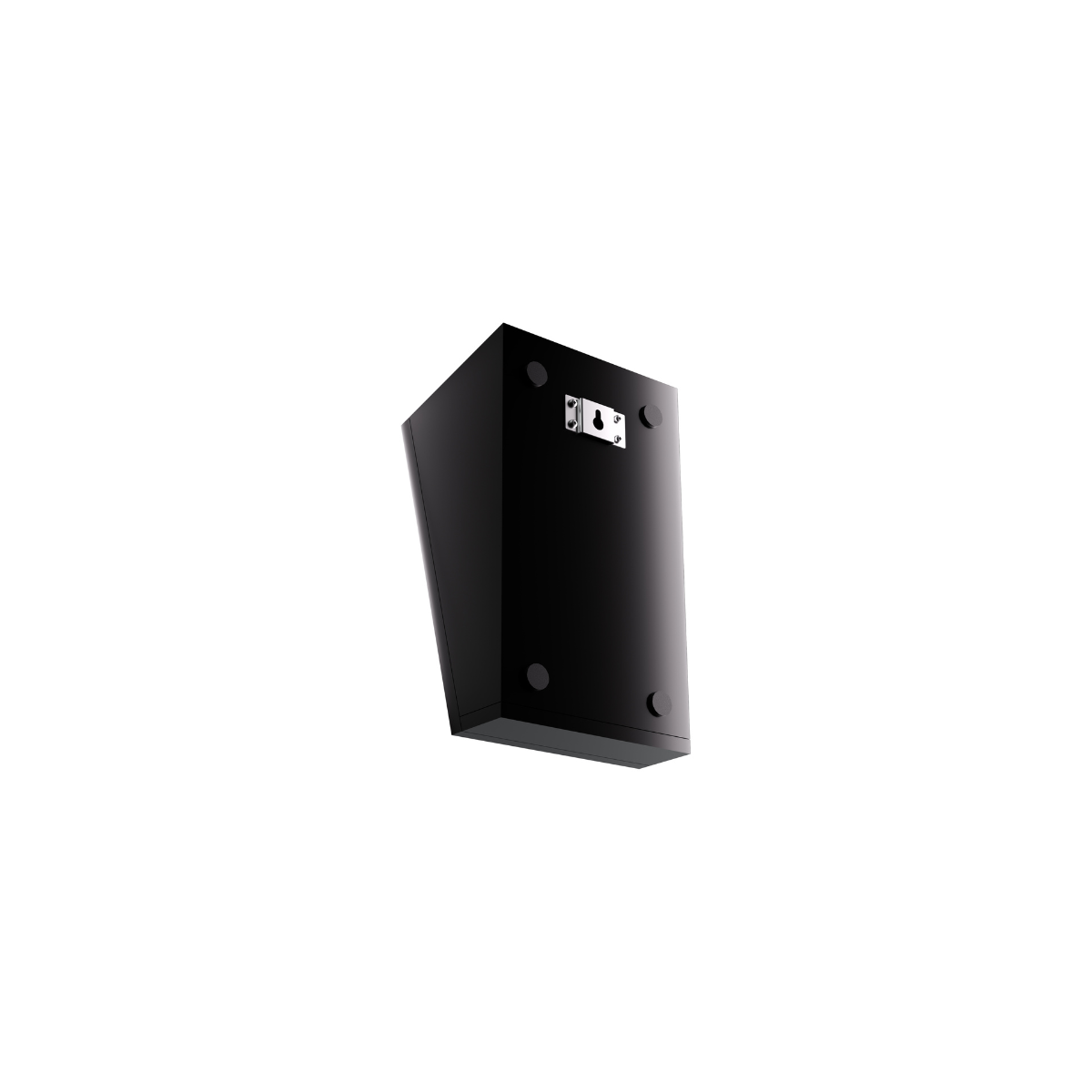 Black object with wall mount, viewed from the back.