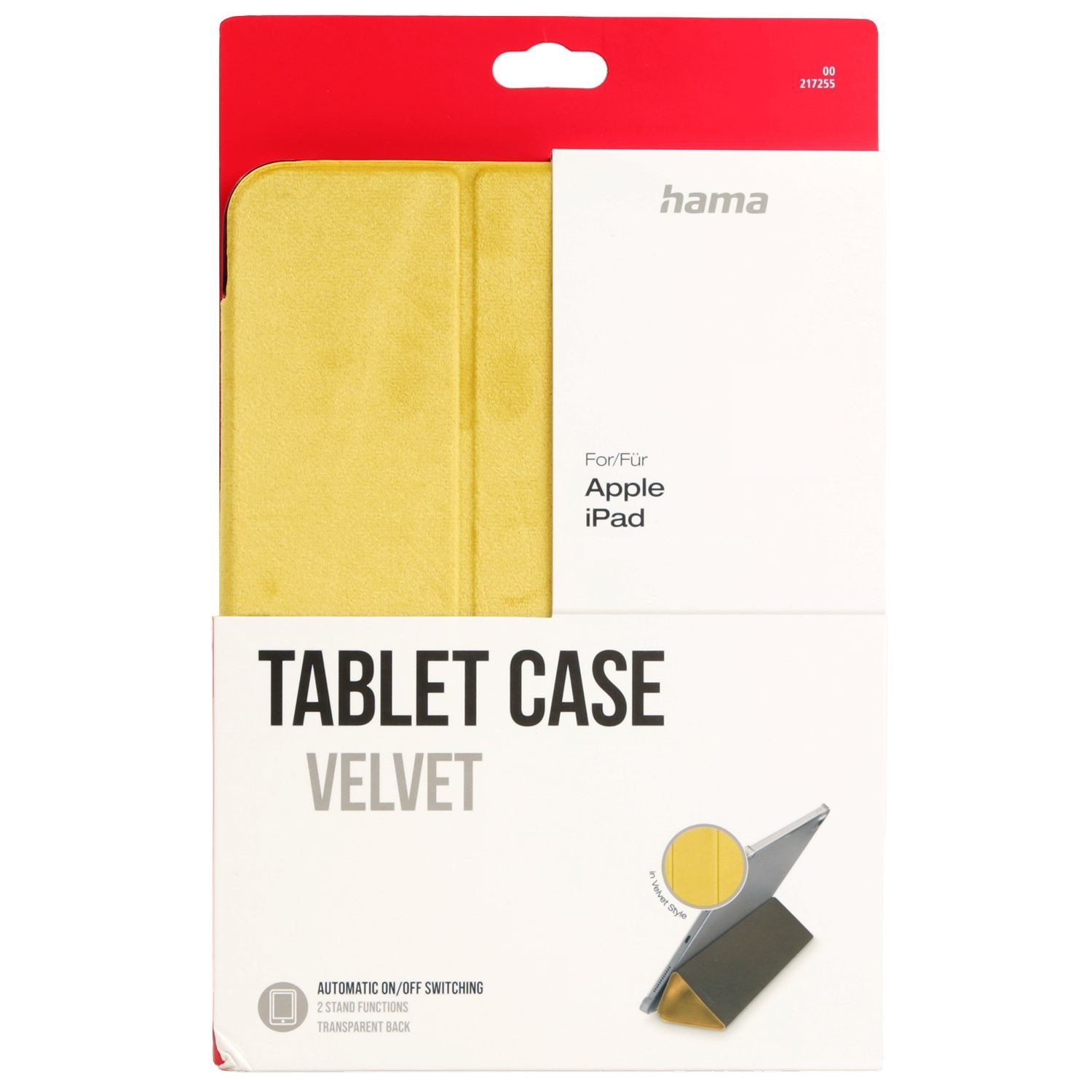 Żółte etui Hama do Apple iPad z funkcją stojaka.