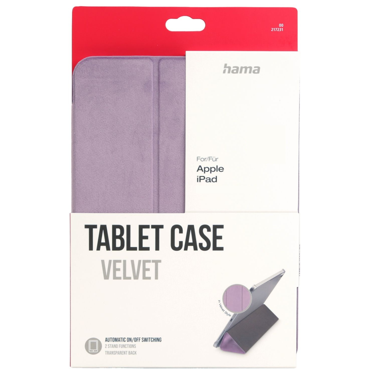 Hama Tablet Case für Apple iPad, violett, Samtoptik, mit Standfunktion.