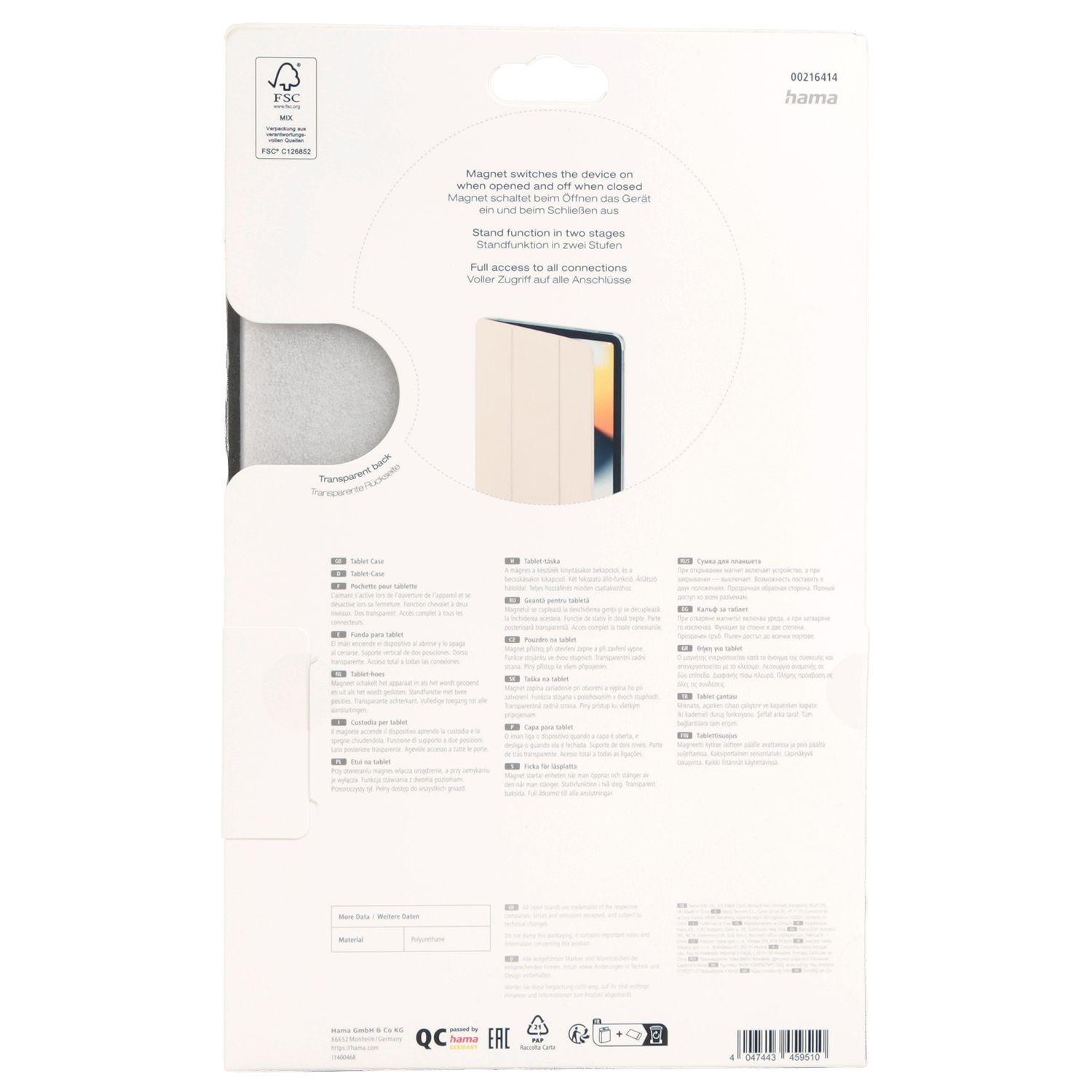 Opakowanie etui Hama na tablet z funkcją magnetyczną i podstawką.