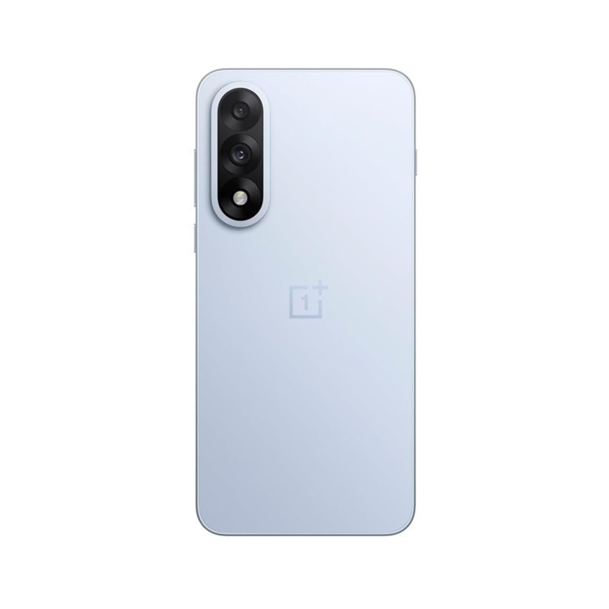 Tył jasnoniebieskiego smartfona z trzema aparatami i logo OnePlus.