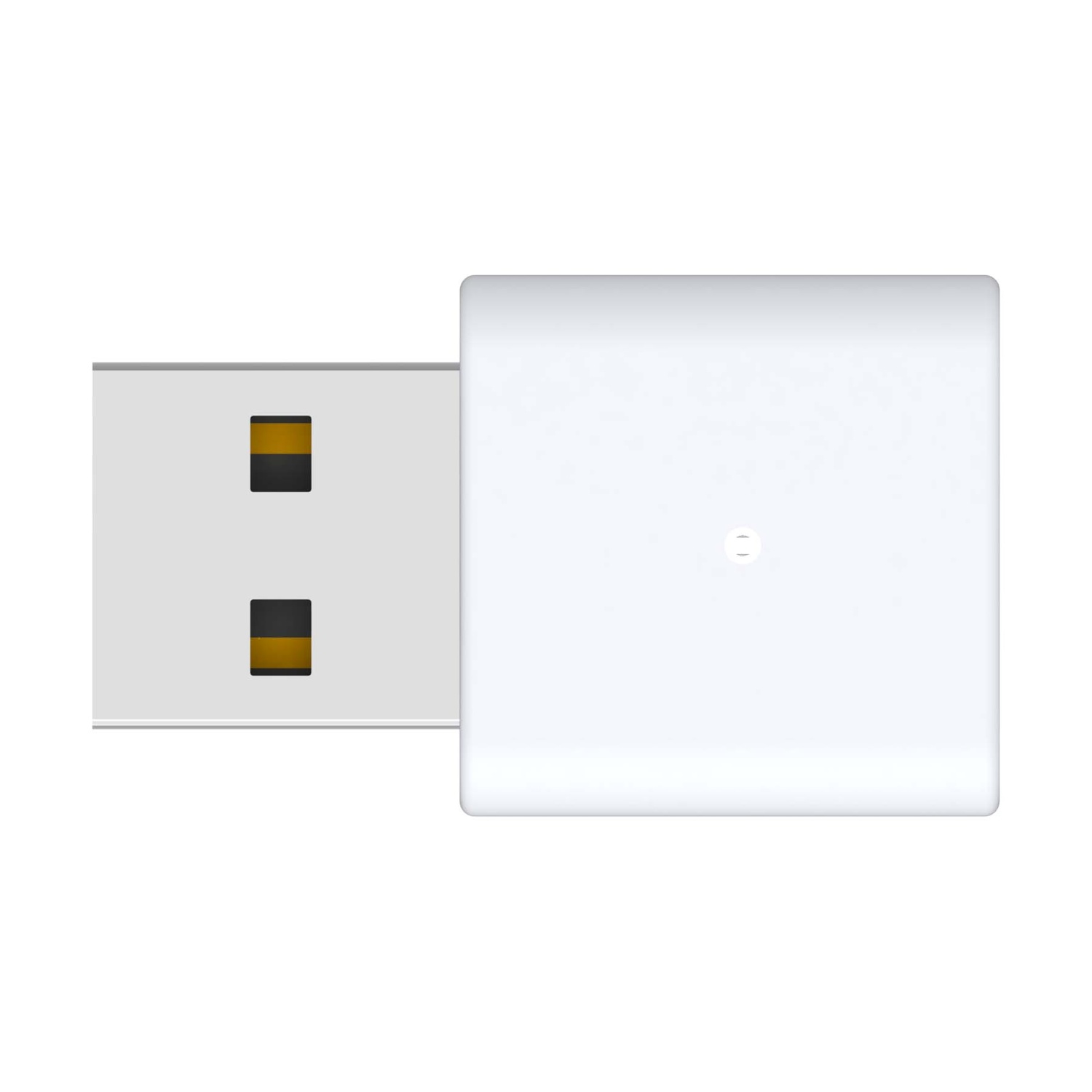Ein weißer USB-Speicherstick mit goldenen Kontakten.