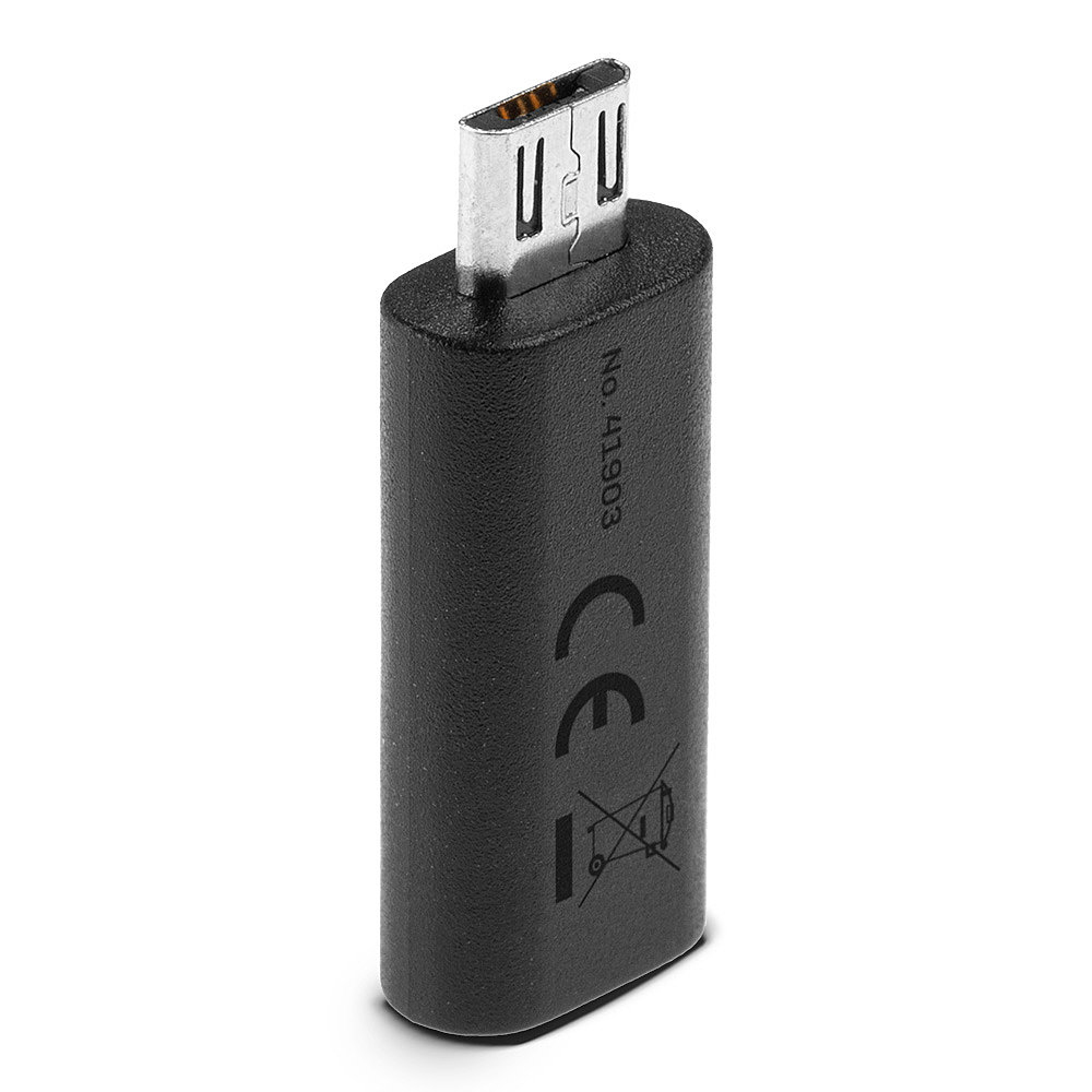 Adattatore micro USB nero con marchio CE e numero 41903.