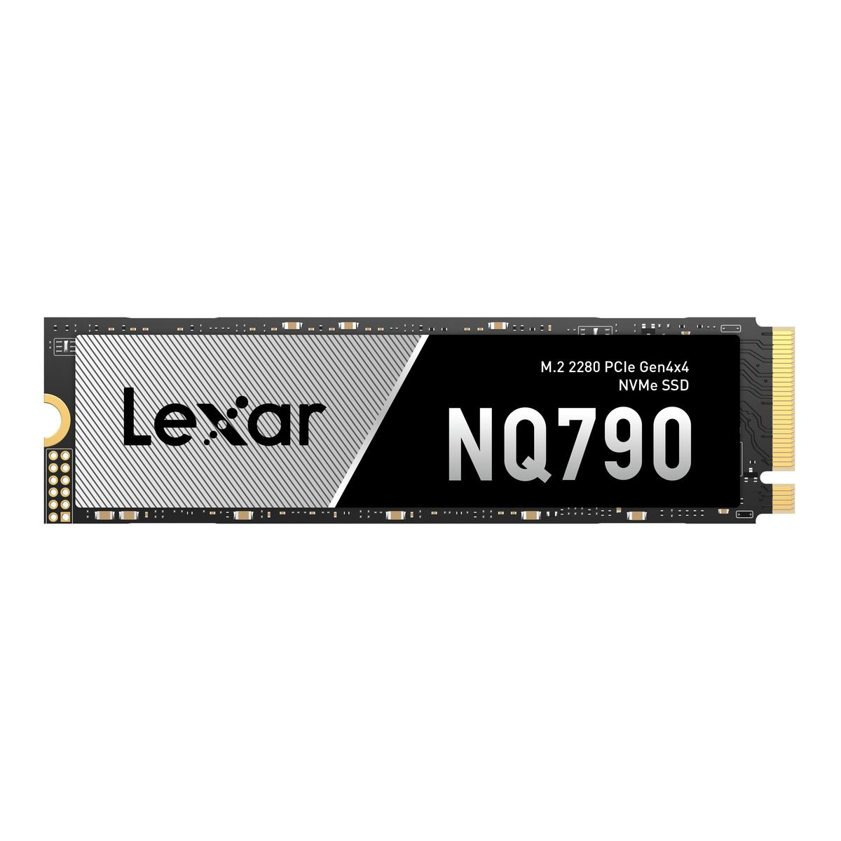 Dysk Lexar NQ790 NVMe SSD, M.2 2280 PCIe Gen4x4, czarny design ze srebrnymi akcentami.
