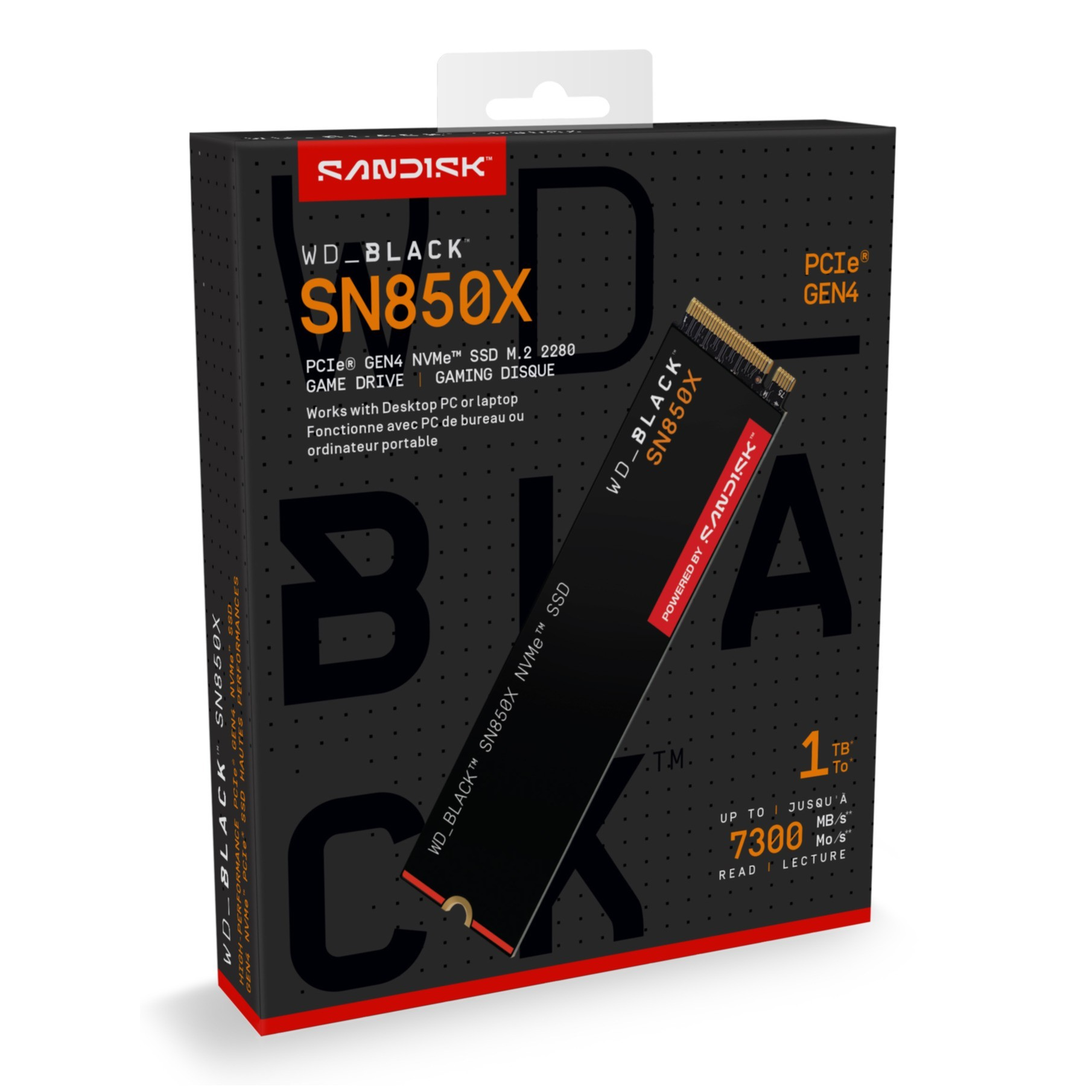 Opakowanie dysku SSD NVMe WD_BLACK SN850X o pojemności 1 TB.