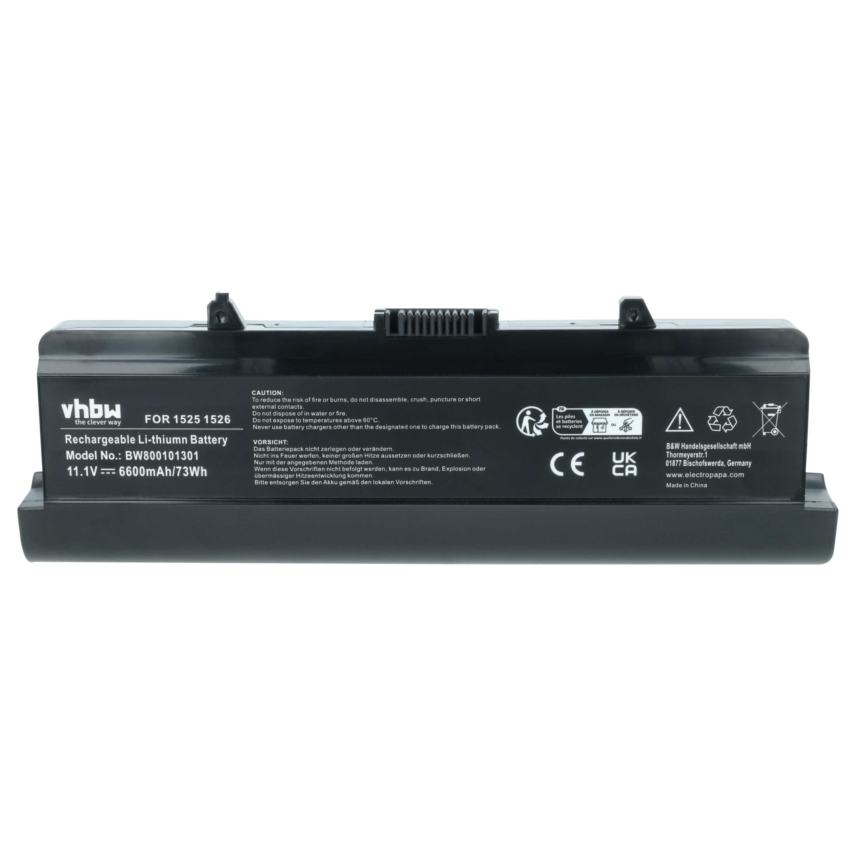 Schwarzer Lithium-Ionen-Akku mit Modellnummer BW800101301.