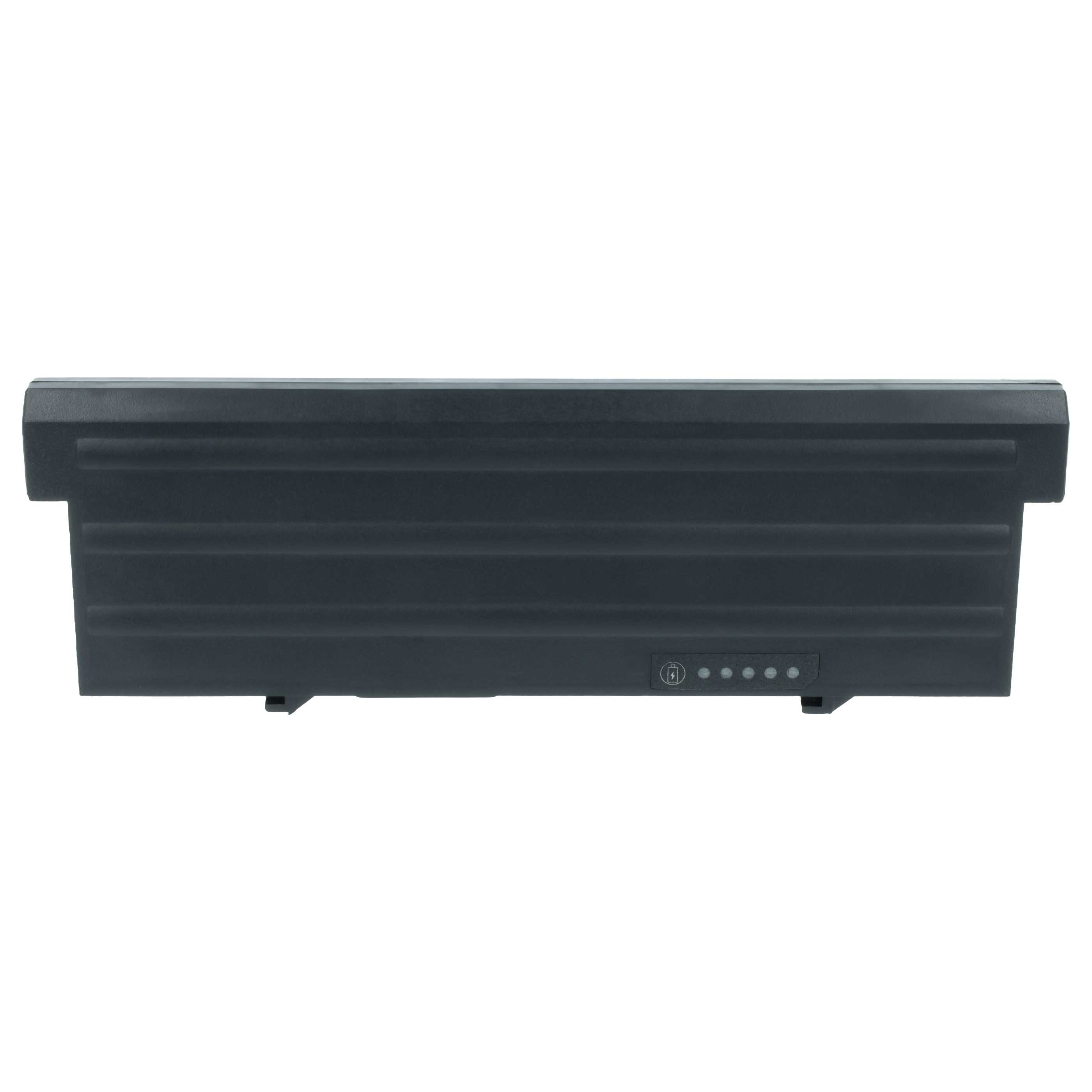 Ein dunkles, rechteckiges Batteriepack mit Ladeanzeigeleuchten.