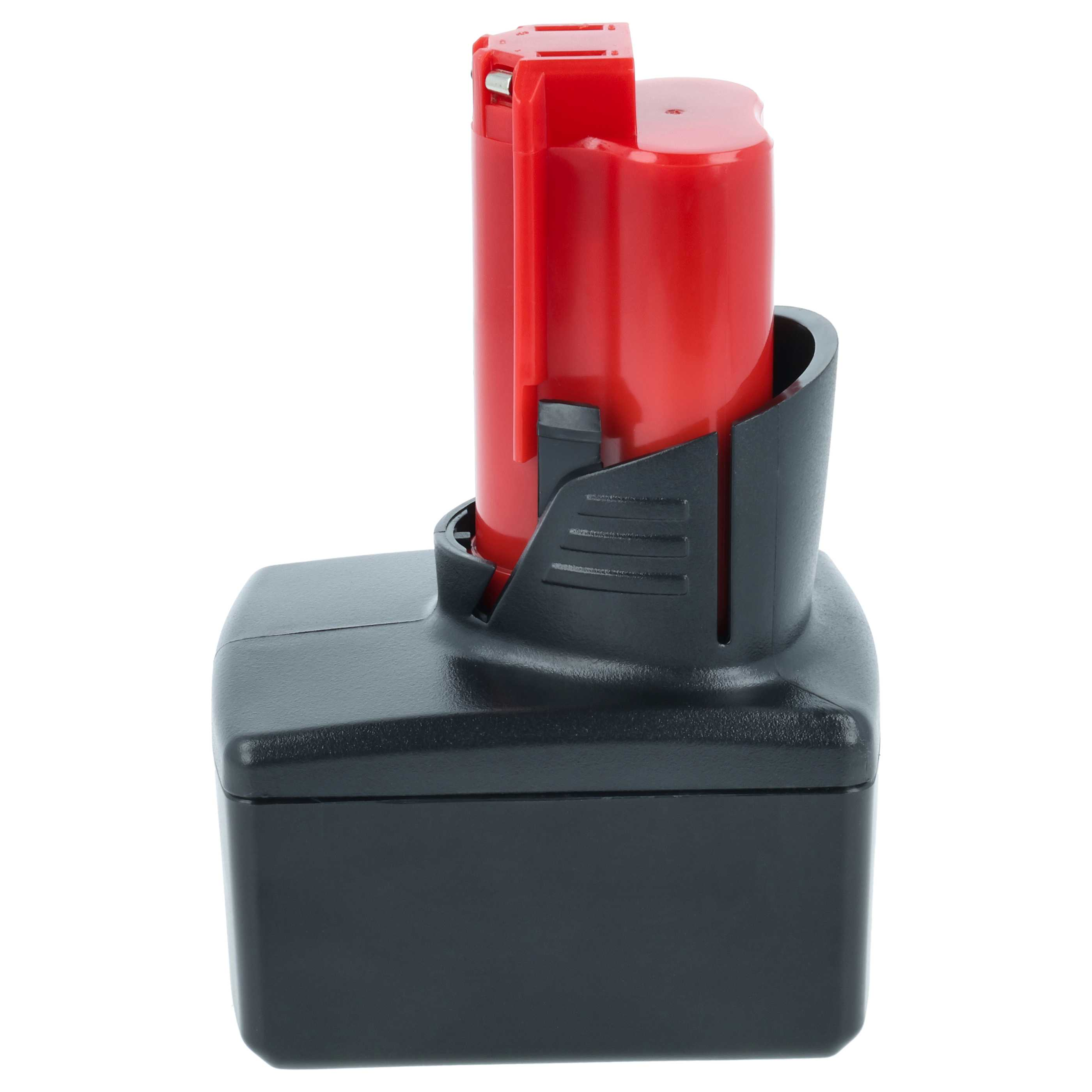 Ein roter und schwarzer Akku mit Metallkontakten.