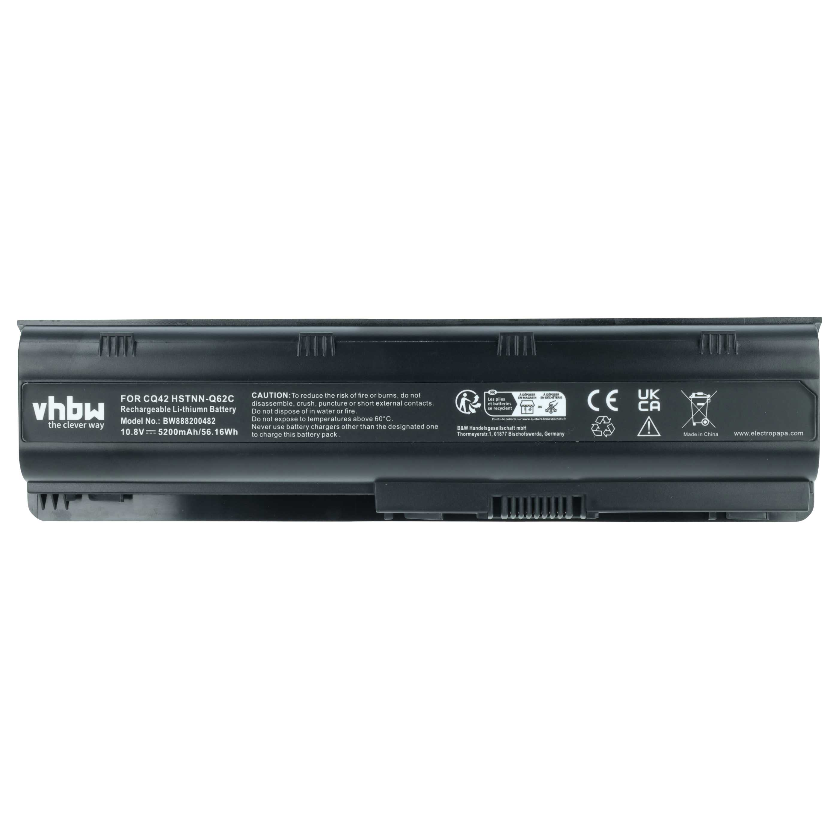 Schwarzer Laptop-Akku mit Modellnummer und Warnhinweisen.
