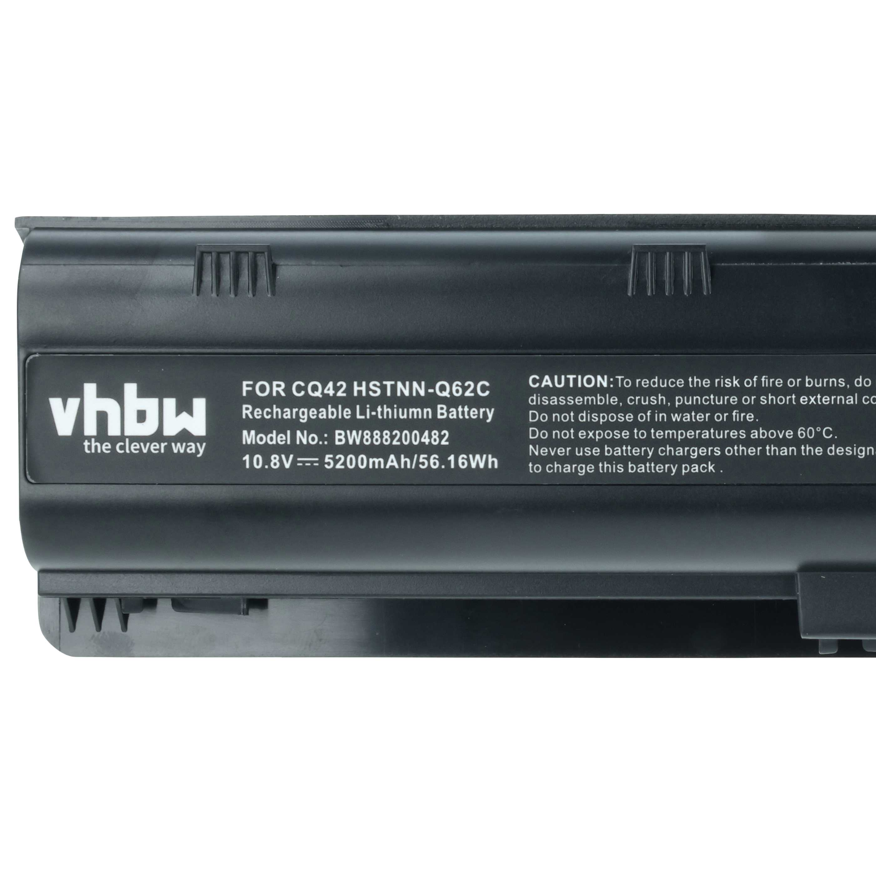 Schwarzer Laptop-Akku mit Beschriftung: vhbw, Modell CQ42 HSTNN-Q62C.