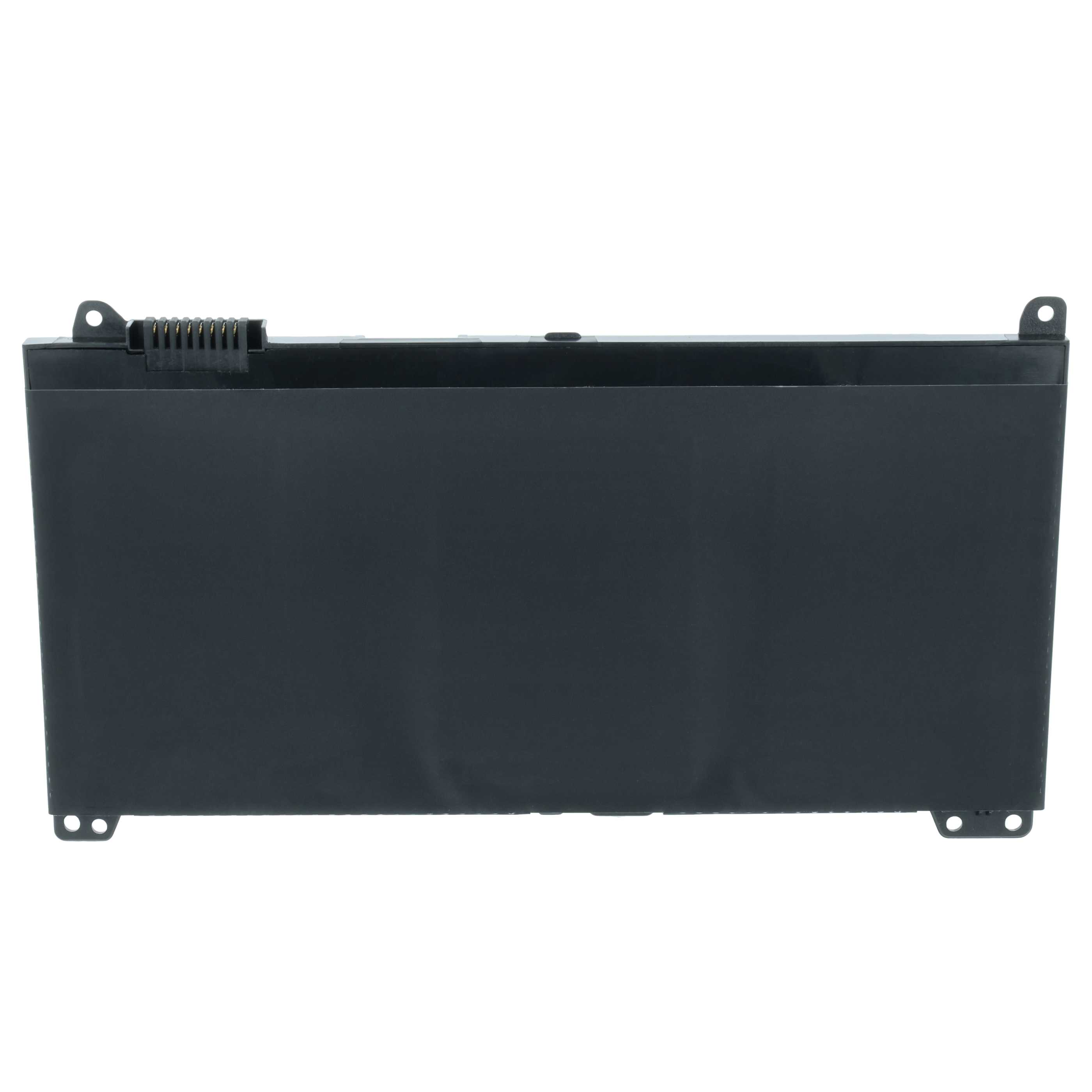 Ein schwarzer Laptop-Akku mit einem Anschlussblock auf der linken Seite.