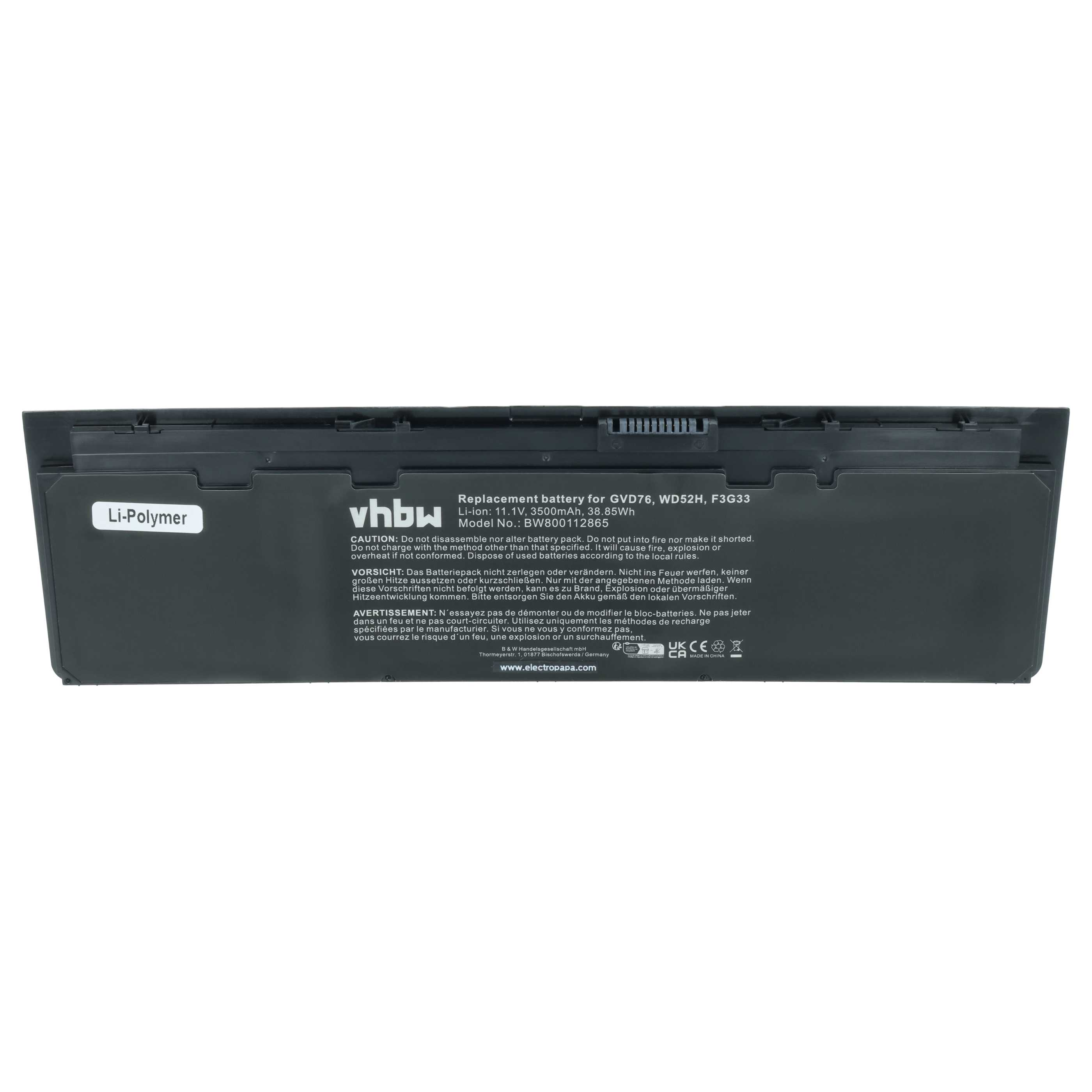 Ein schwarzer Laptop-Akku mit Li-Polymer-Aufdruck und technischen Daten.