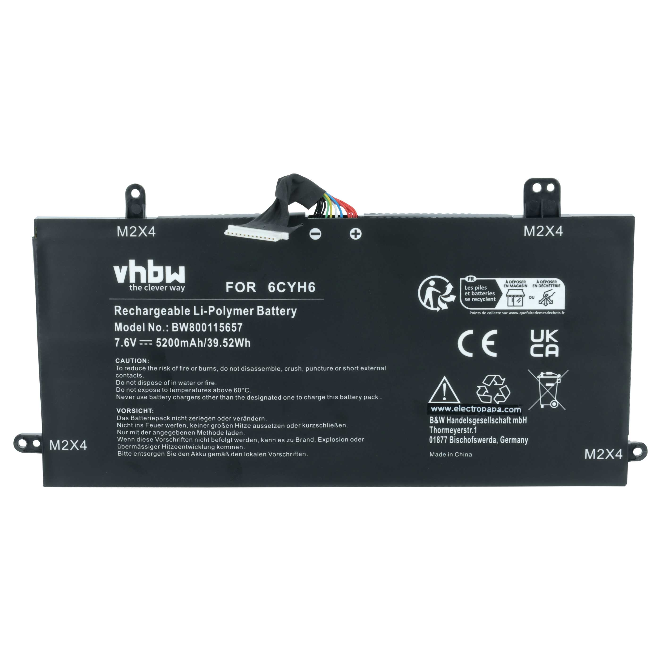 Schwarzer Lithium-Polymer-Akku mit Kabel und Anschlüssen, Modell BW800115657.