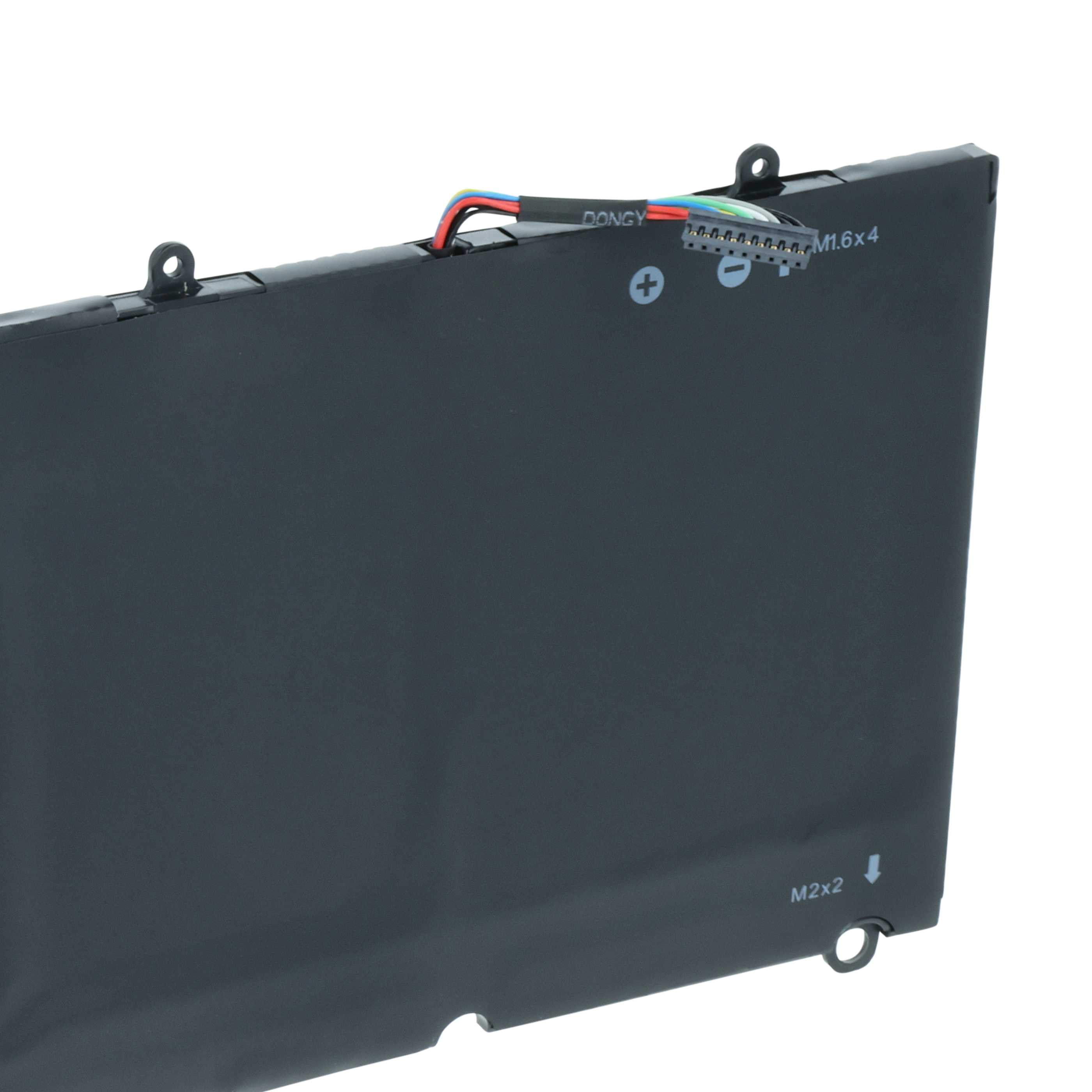 Schwarzer Akku mit Kabeln, Beschriftung "DONGY M1.6x4 M2x2".