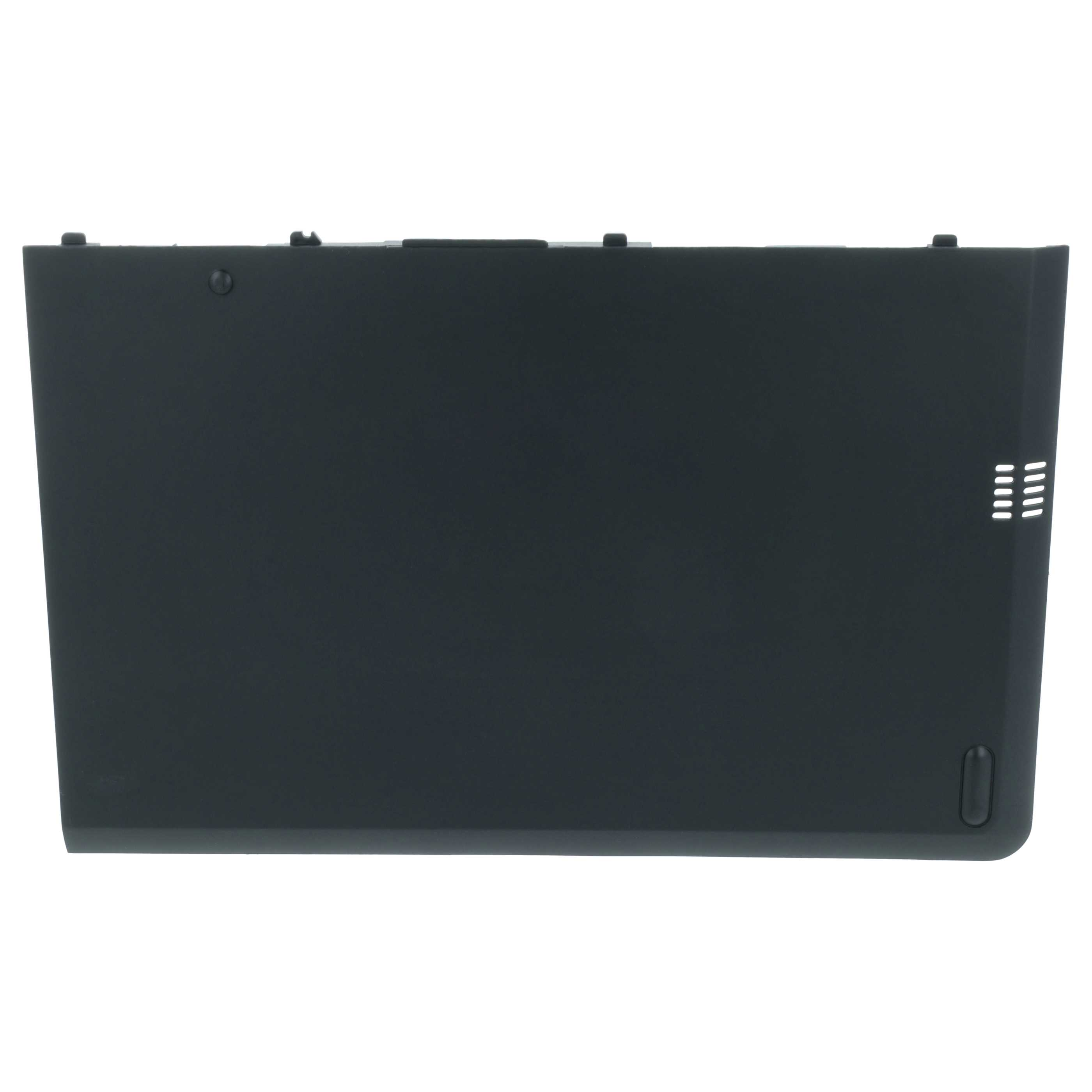 Ein schwarzes elektronisches Bauteil mit Lüftungsschlitzen rechts.